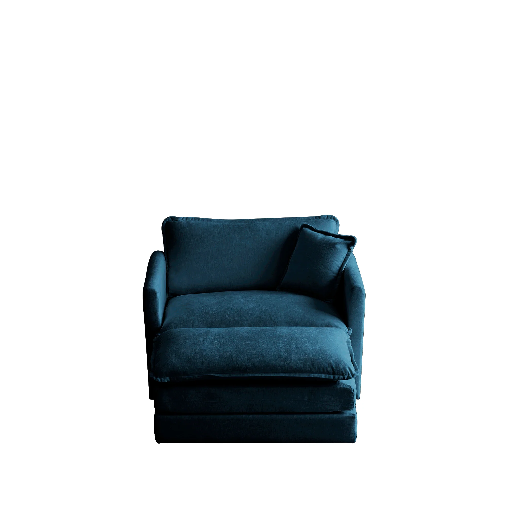 Walker Edison | Teal Chenille Cloud Accent Chair with Ottoman