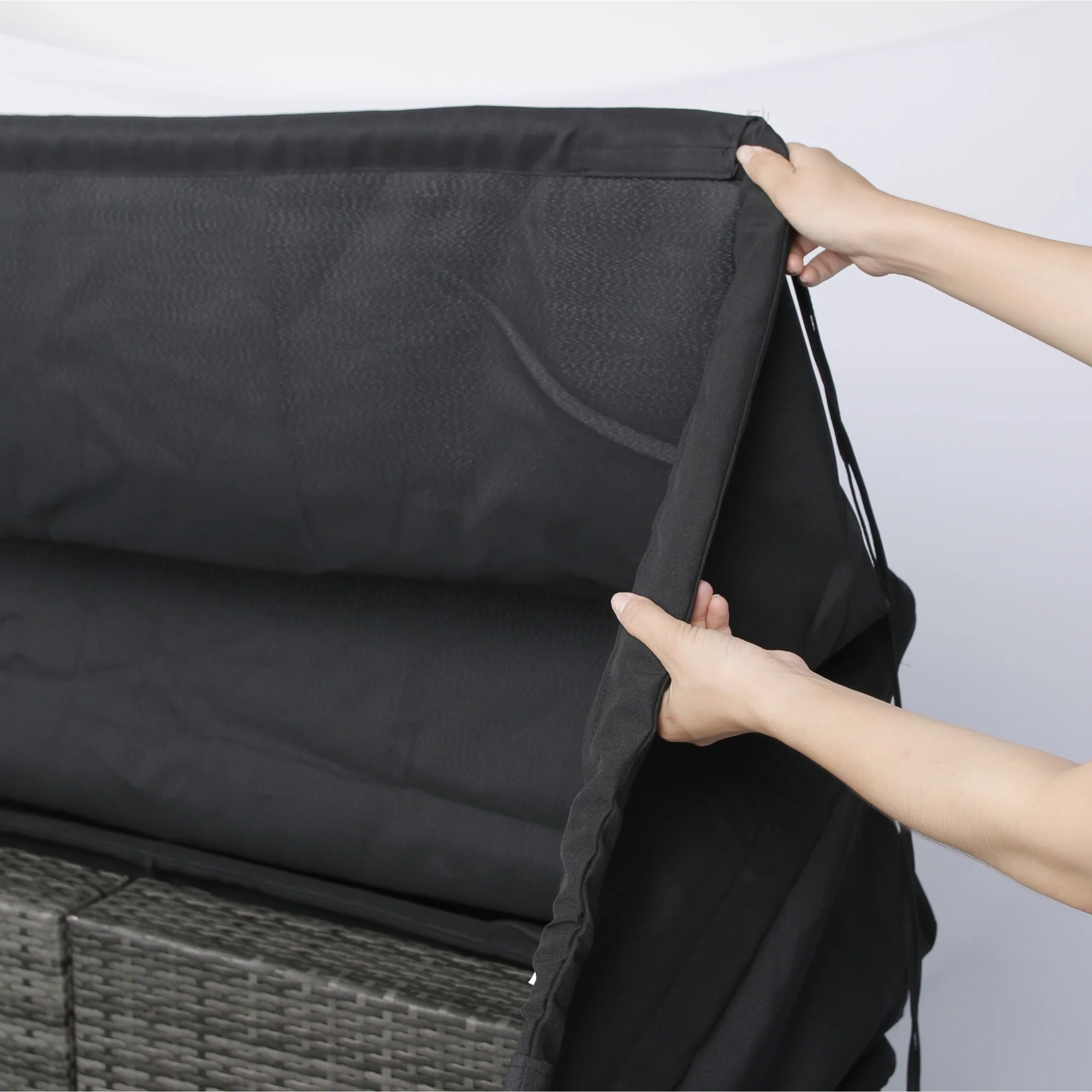 Walker Edison | 7-Piece Outdoor Patio Canopy Wicker Rattan Sectional Sofa Set