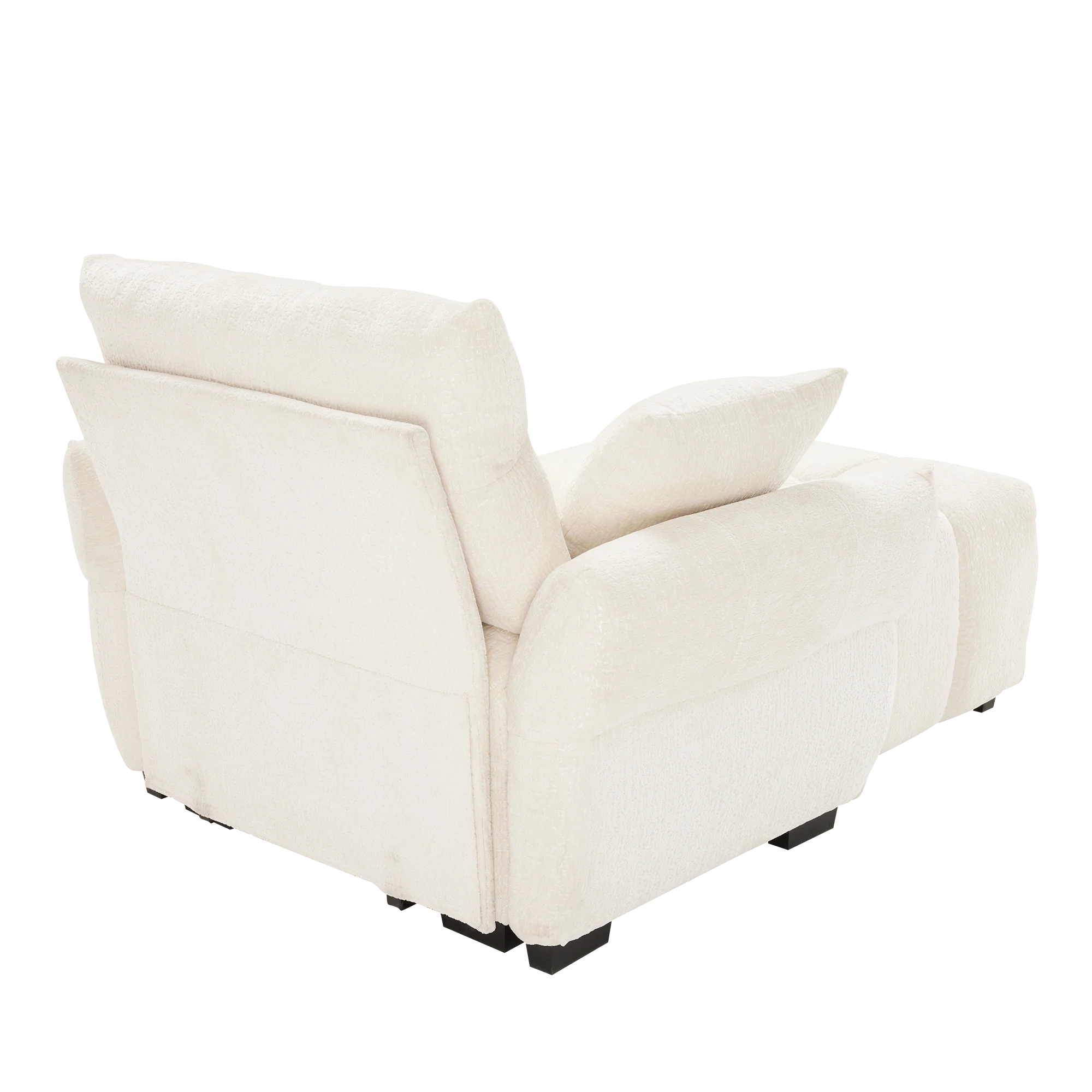 Walker Edison | Modern Tufted Ergonomic White Chenille Accent Chair with Ottoman Set