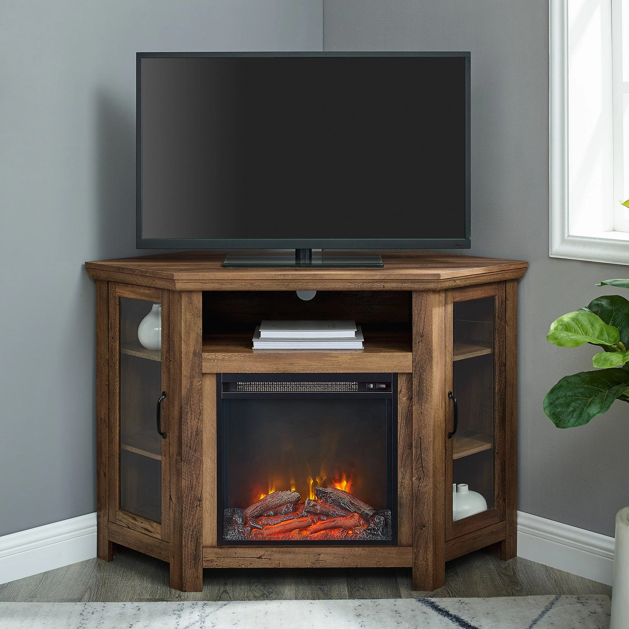 Barn 48 Wood Corner Fireplace TV Stand