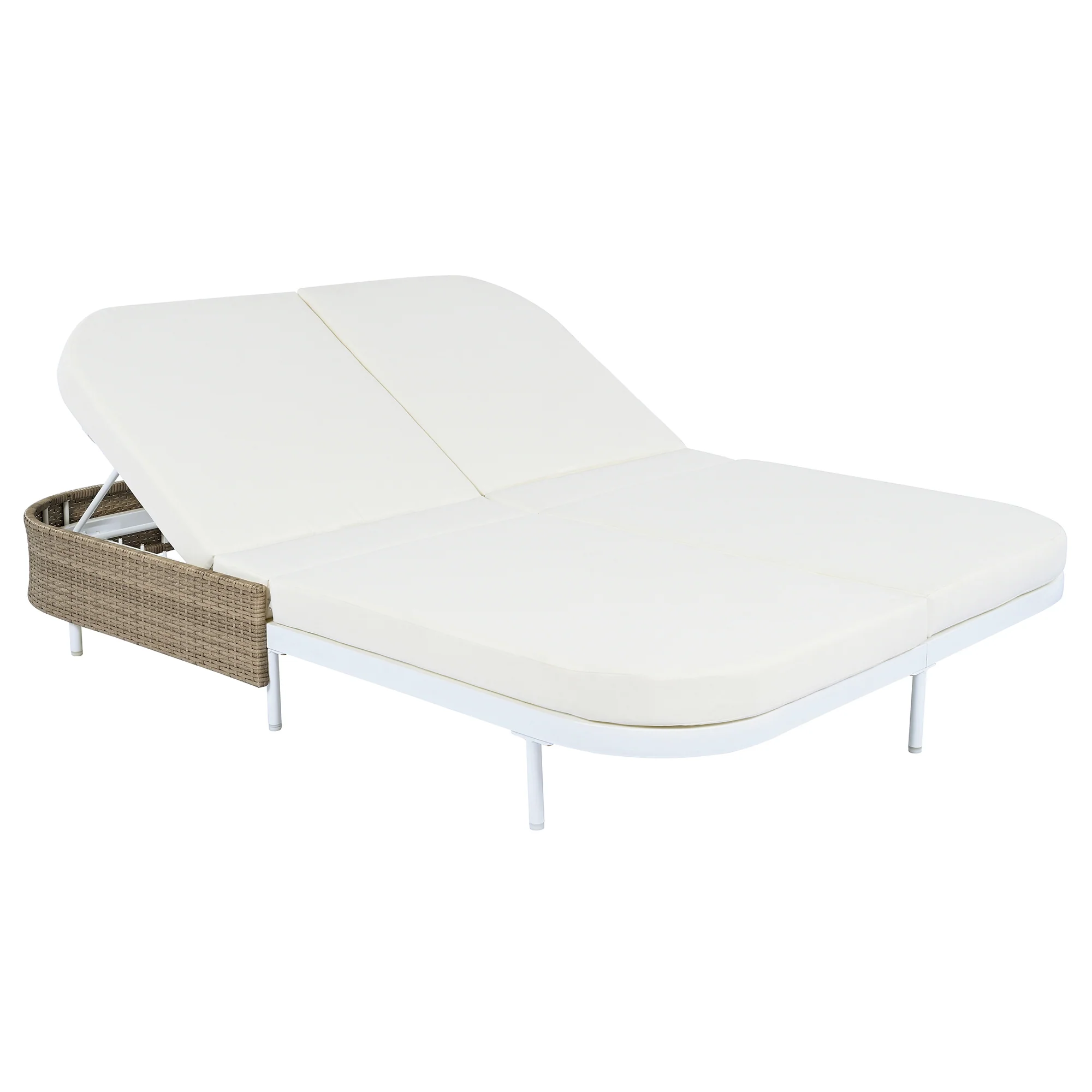 Walker Edison | Minimalist Outdoor Patio Rattan Adjustable Daybed