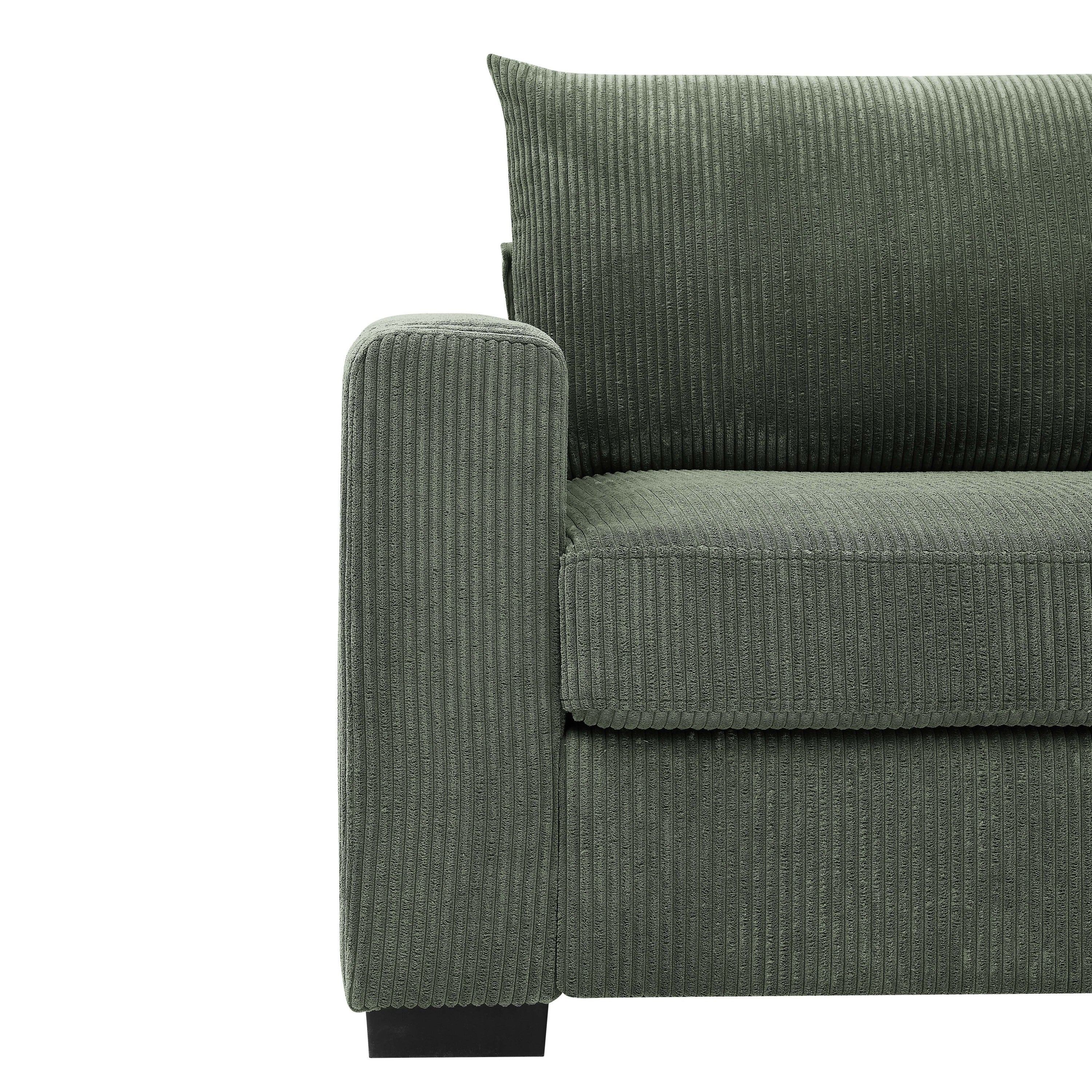 Walker Edison | Coastal Green Corduroy Loveseat Cloud Sofa