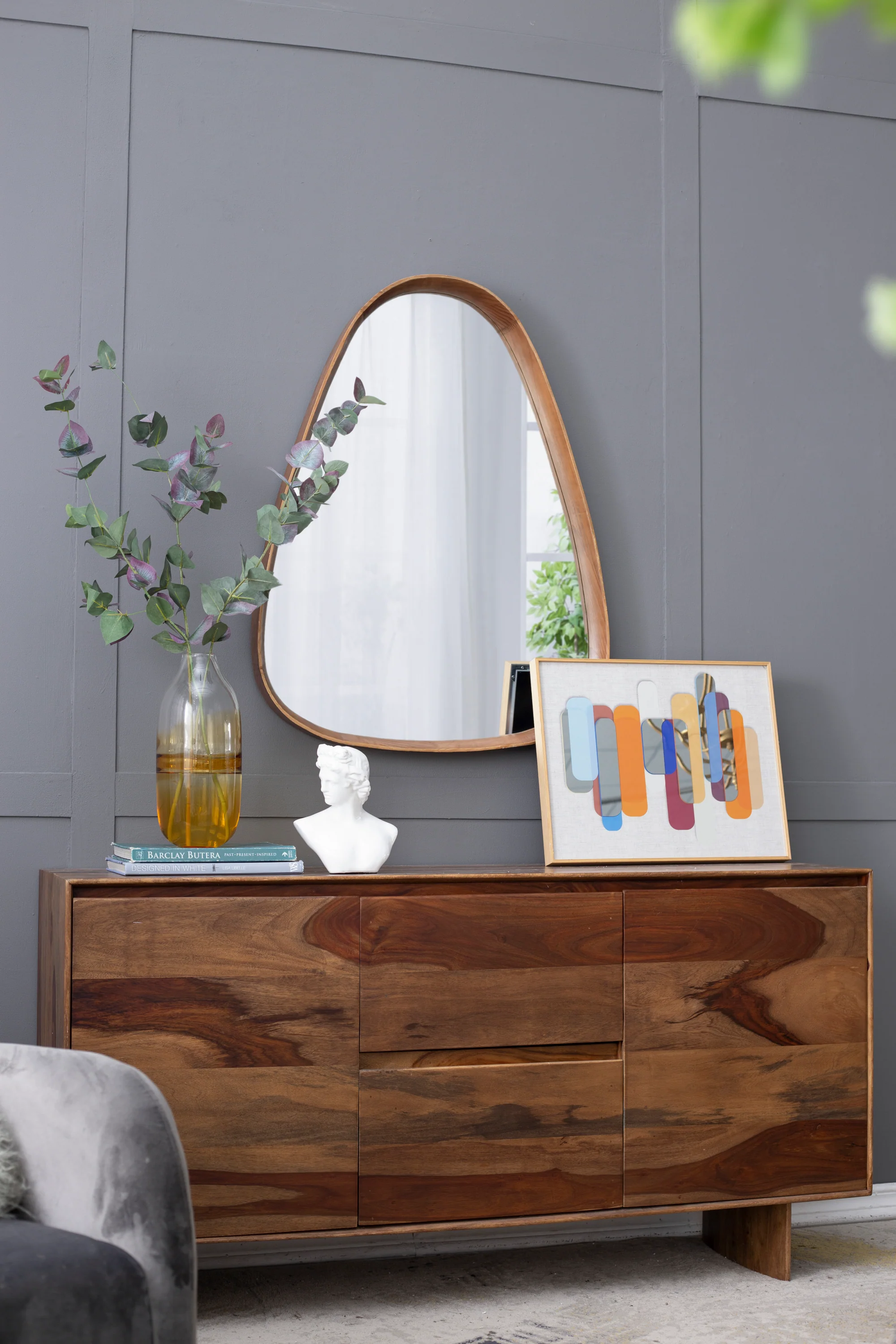 Walker Edison | Curve Design Wood Mirror