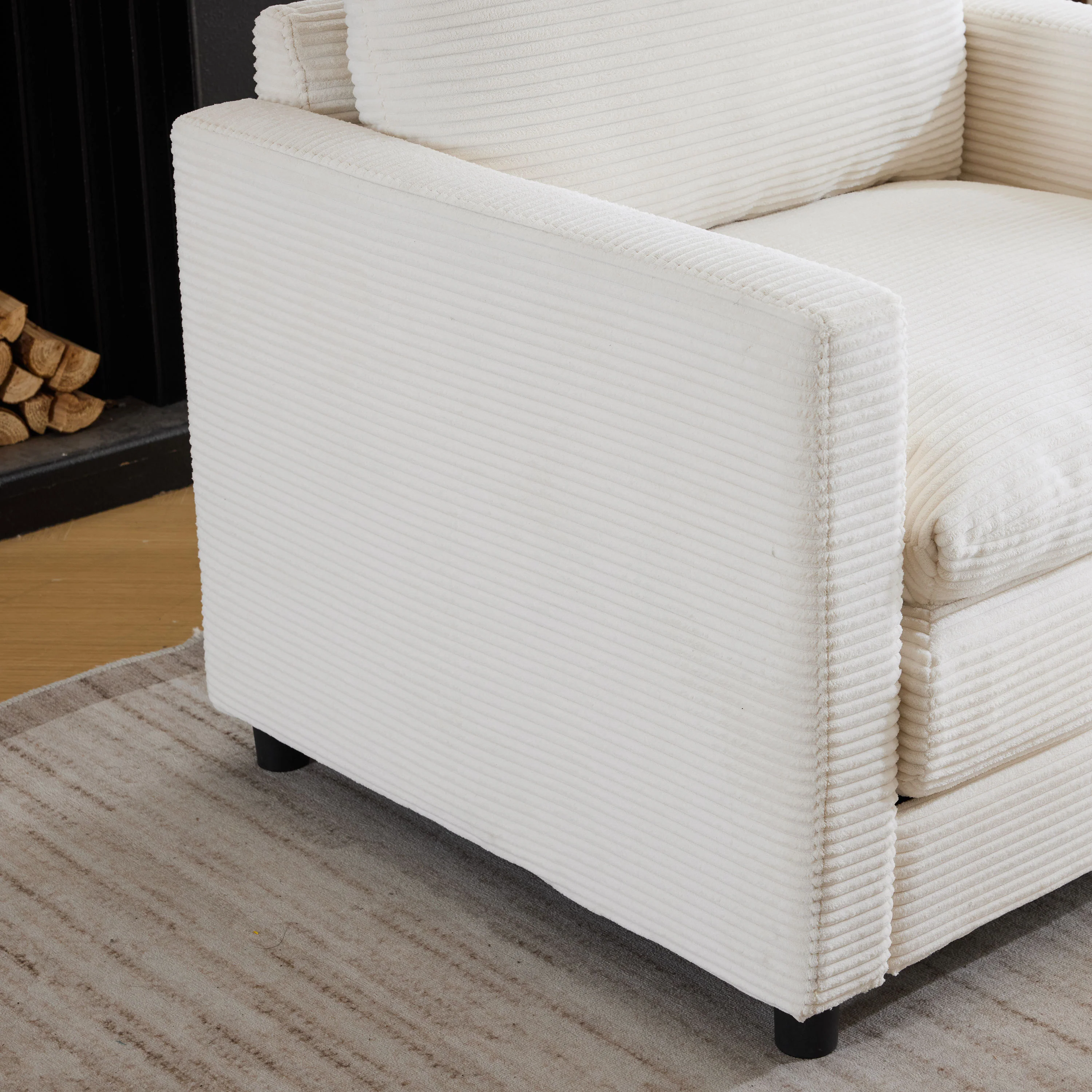 Walker Edison | Corduroy Armchair with Ottoman