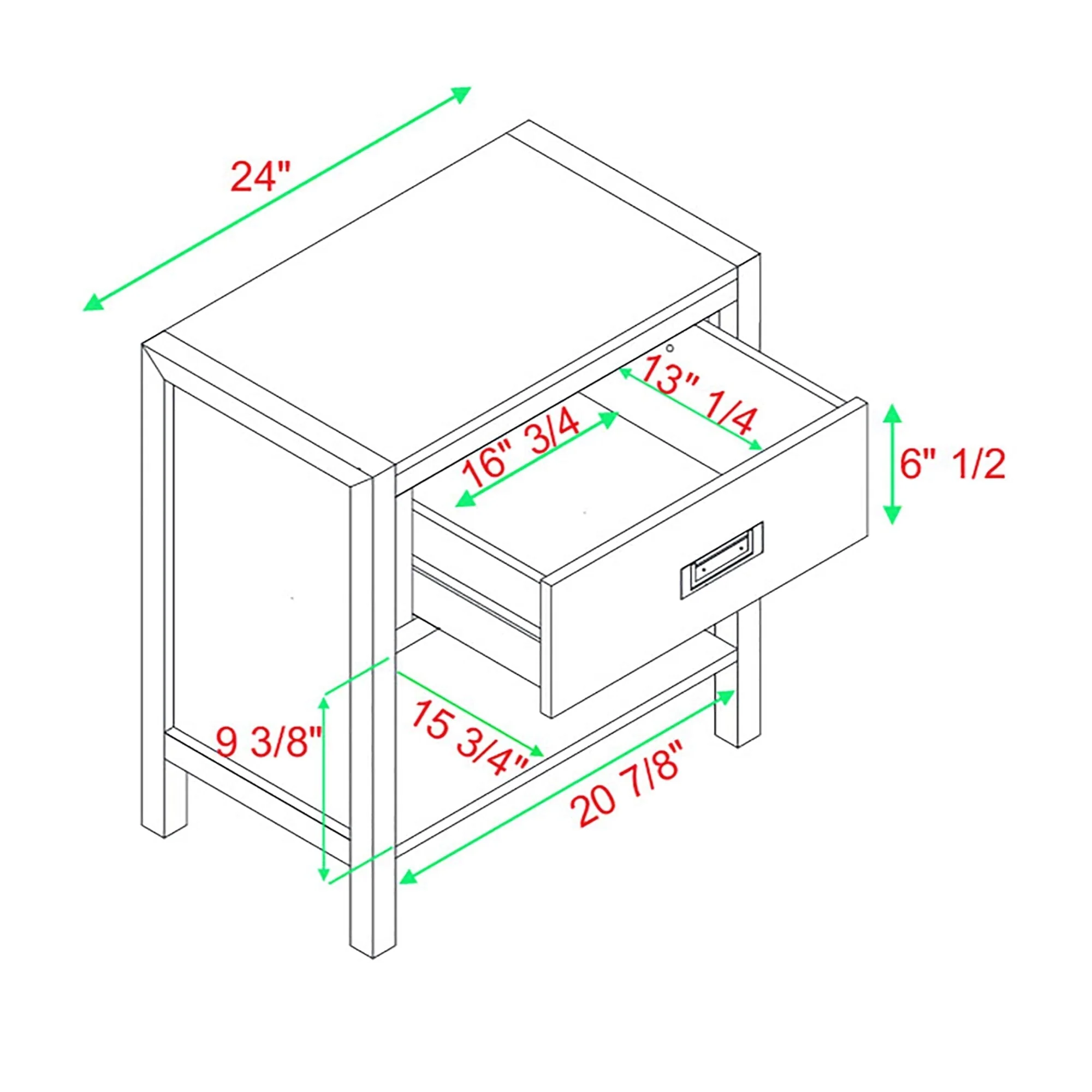 Lydia Solid Wood Modern Contemporary Nightstand
