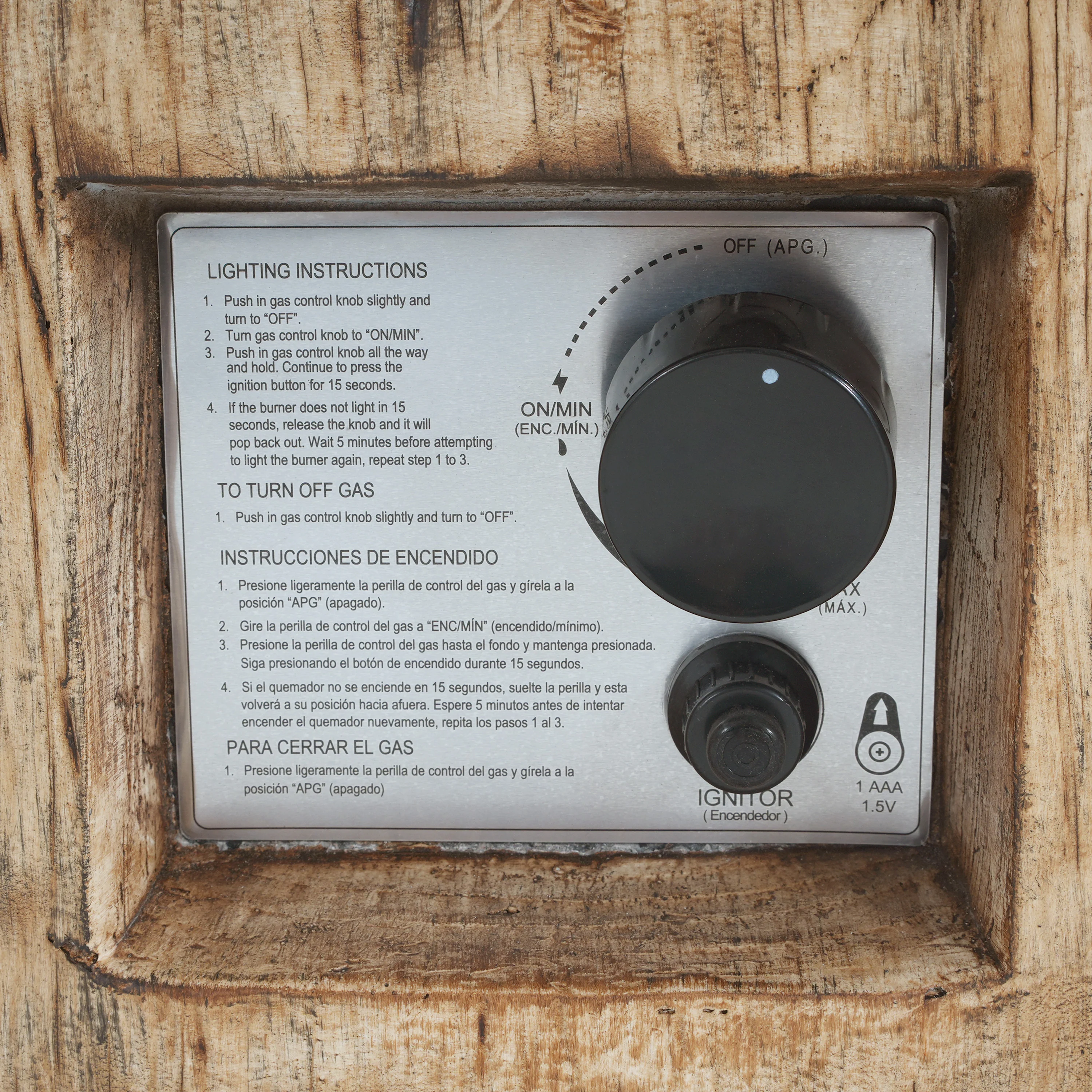 Walker Edison | Wood Pattern Outdoor Patio MGO Propane Fire Pit