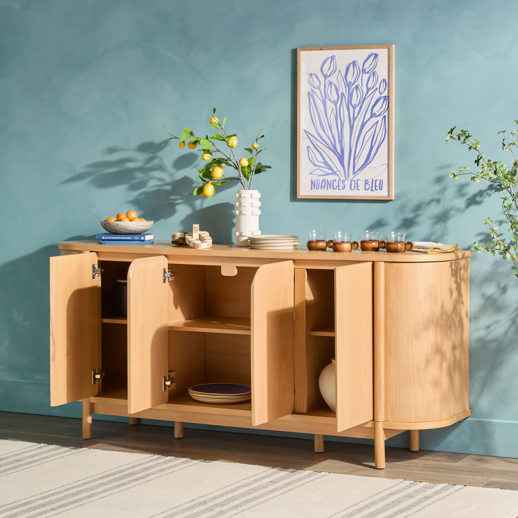 Ezra 70 Modern Curved Sideboard Cabinet