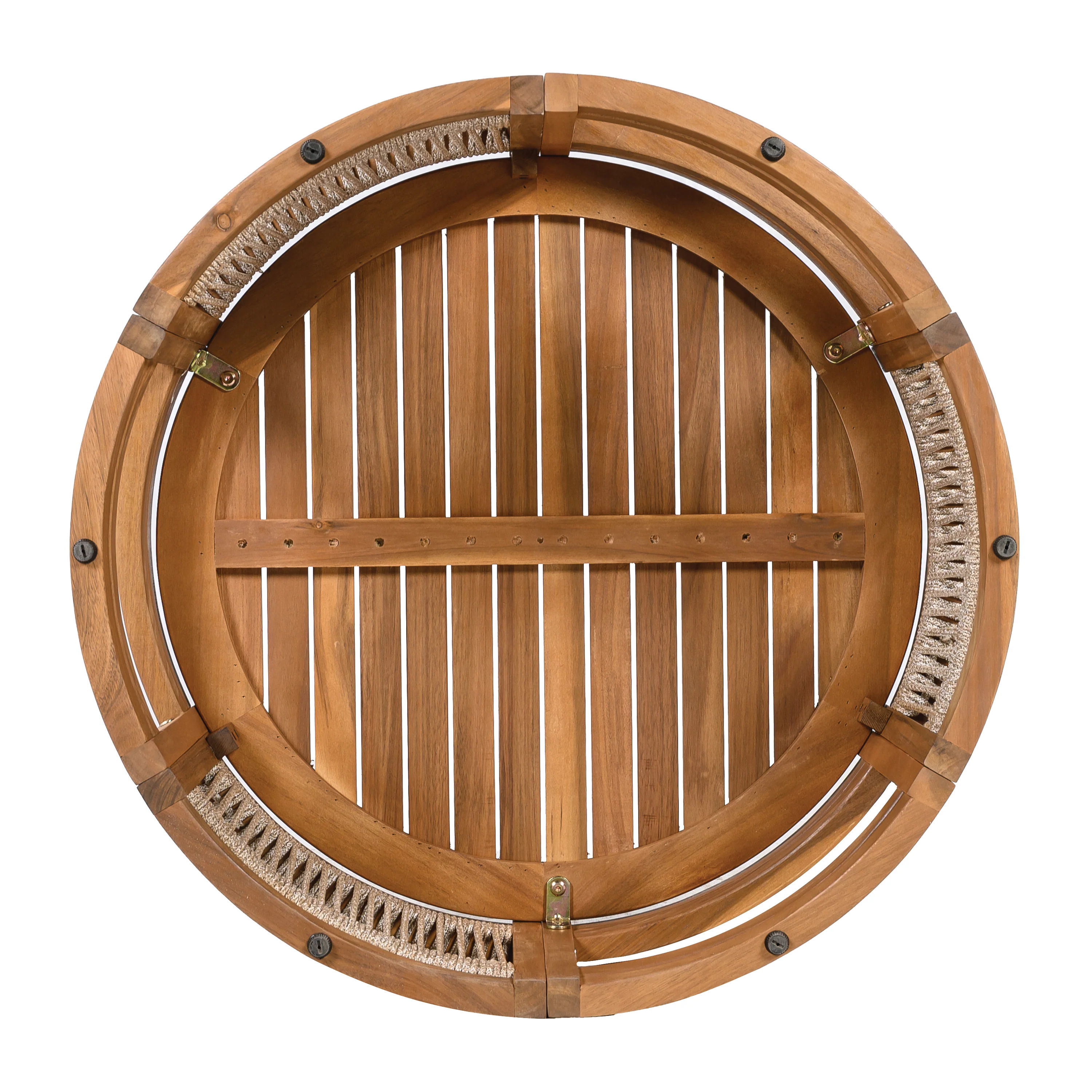 Walker Edison | Handwoven Rope Accent Boho Acacia Wood Outdoor Coffee Table