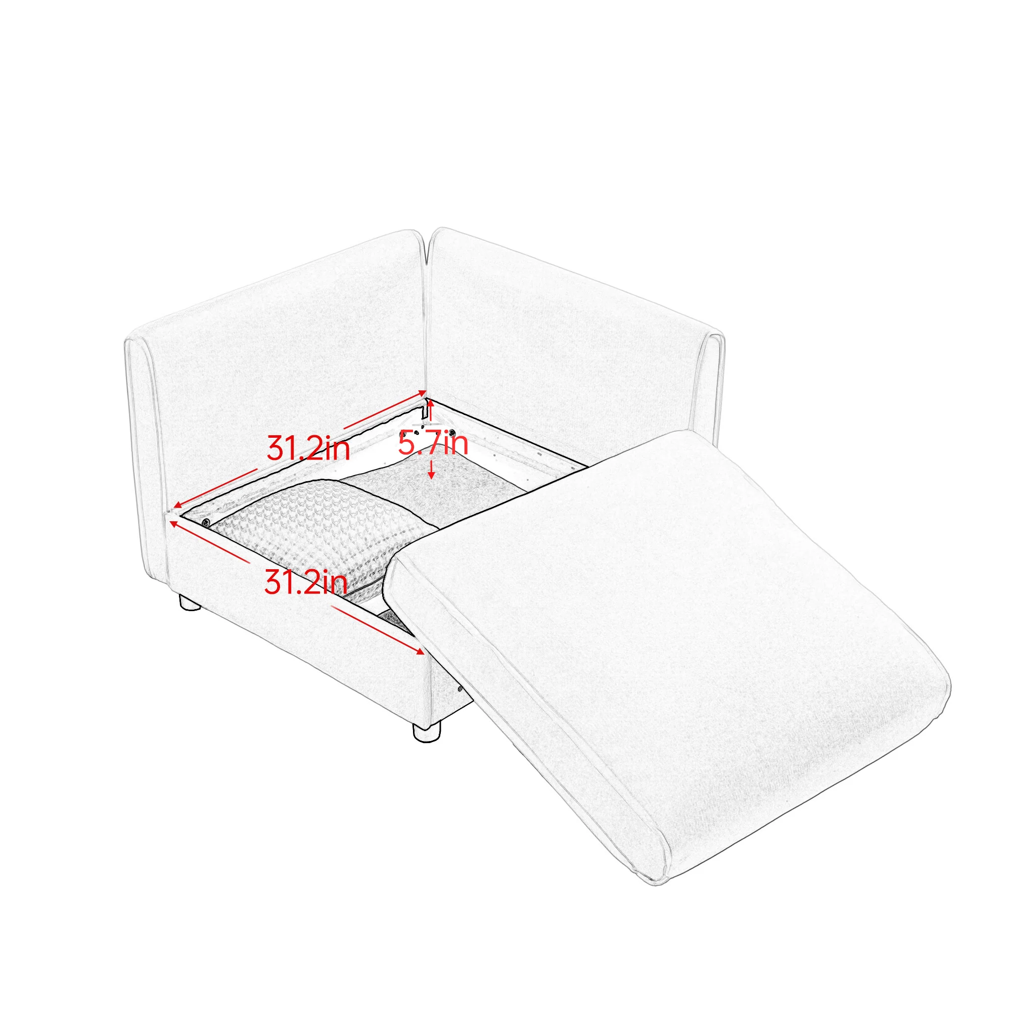 Walker Edison | Stylish Modern Chenille Loveseat Sofa with Ottoman Storage