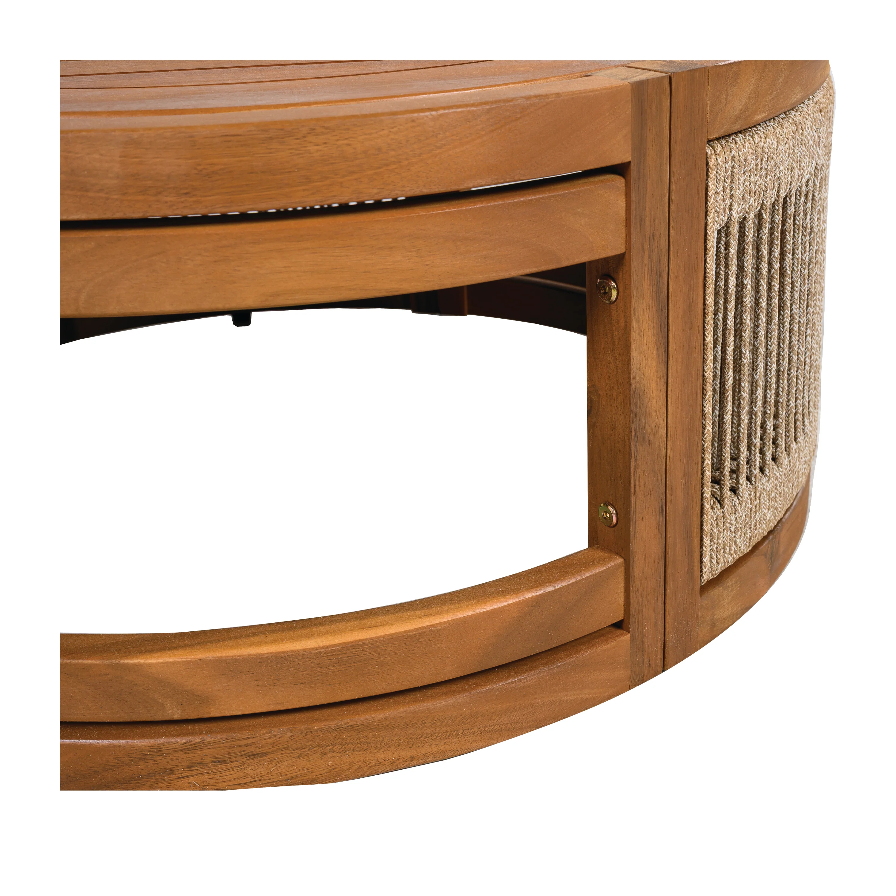 Walker Edison | Handwoven Rope Accent Boho Acacia Wood Outdoor Coffee Table