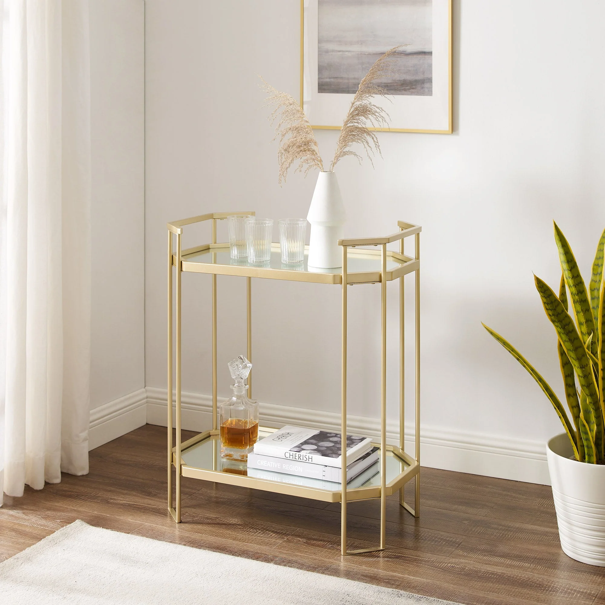 26 Metal Accent Table with Mirrors