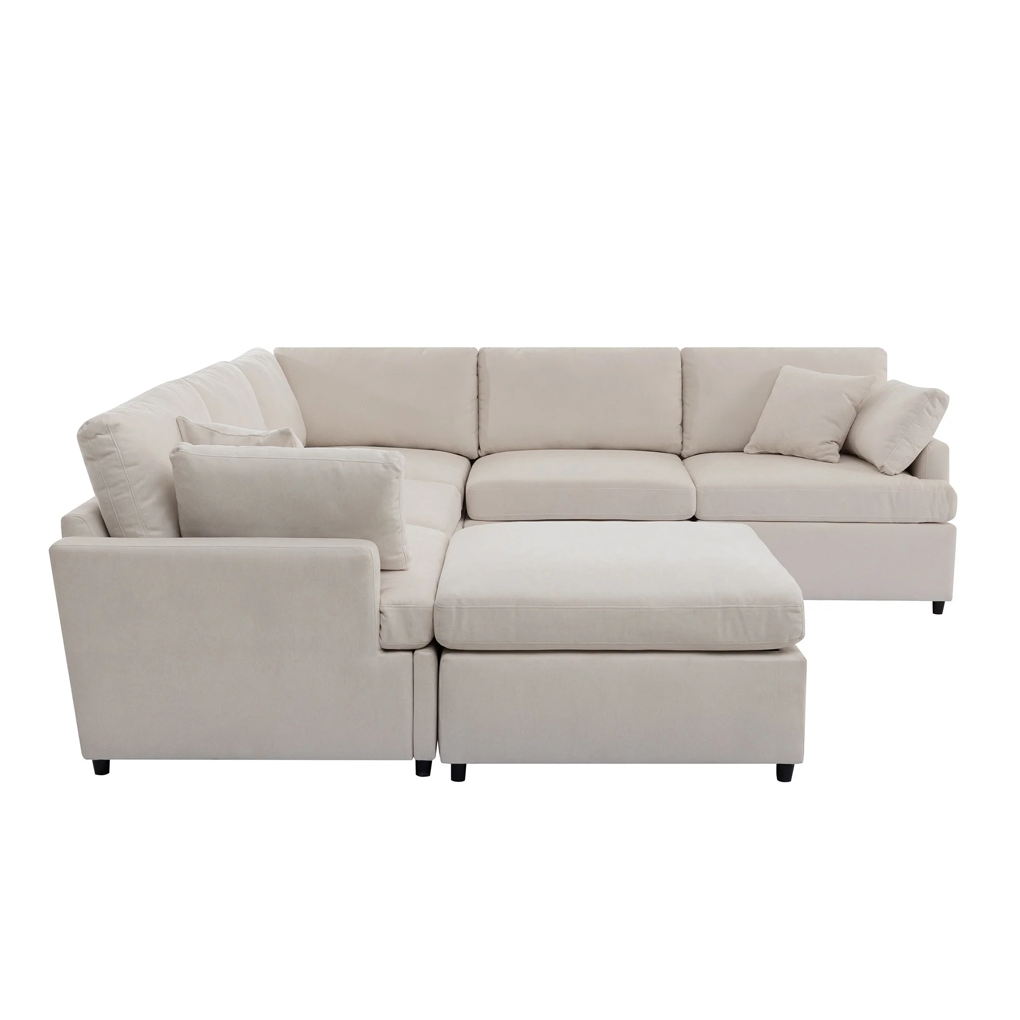 Walker Edison | Classic Modern Modular Sectional Sofa with Ottoman
