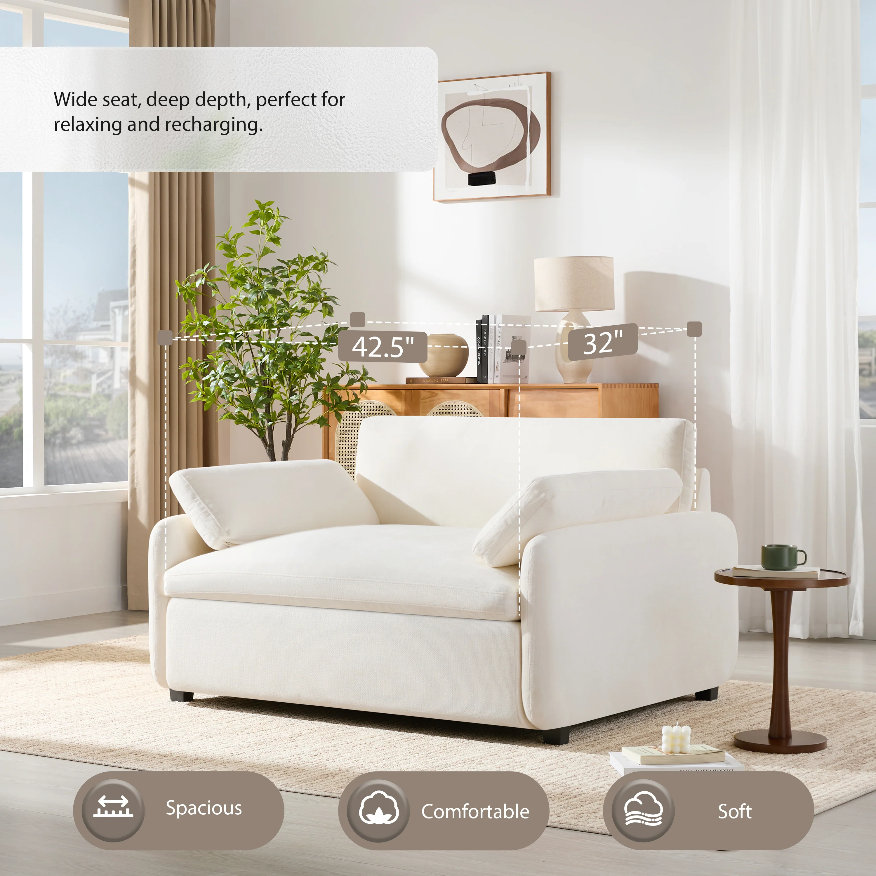 Walker Edison | Oversized Chenille Single Accent Chair