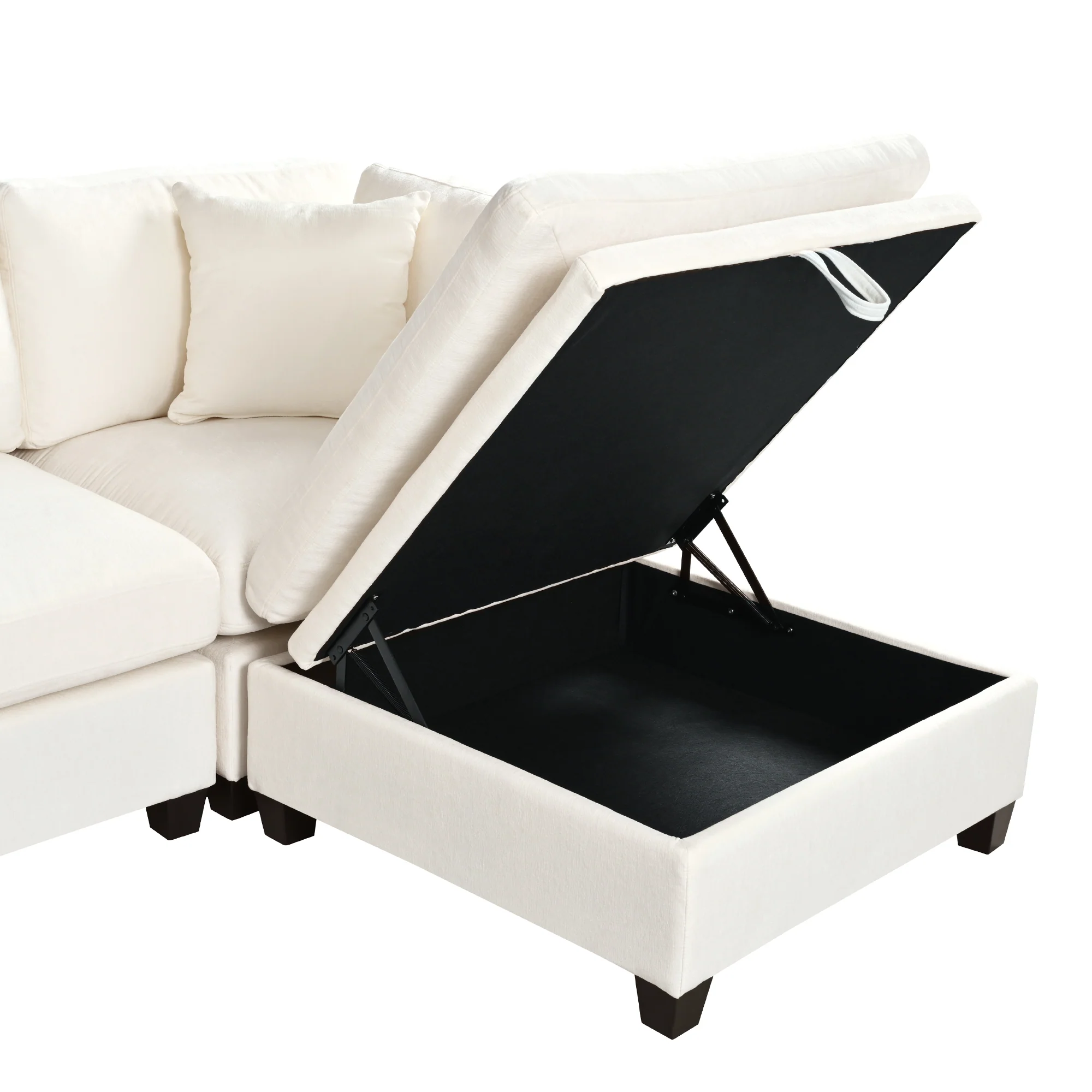 Walker Edison | Modular Sectional Sofa with Removable Storage Ottoman