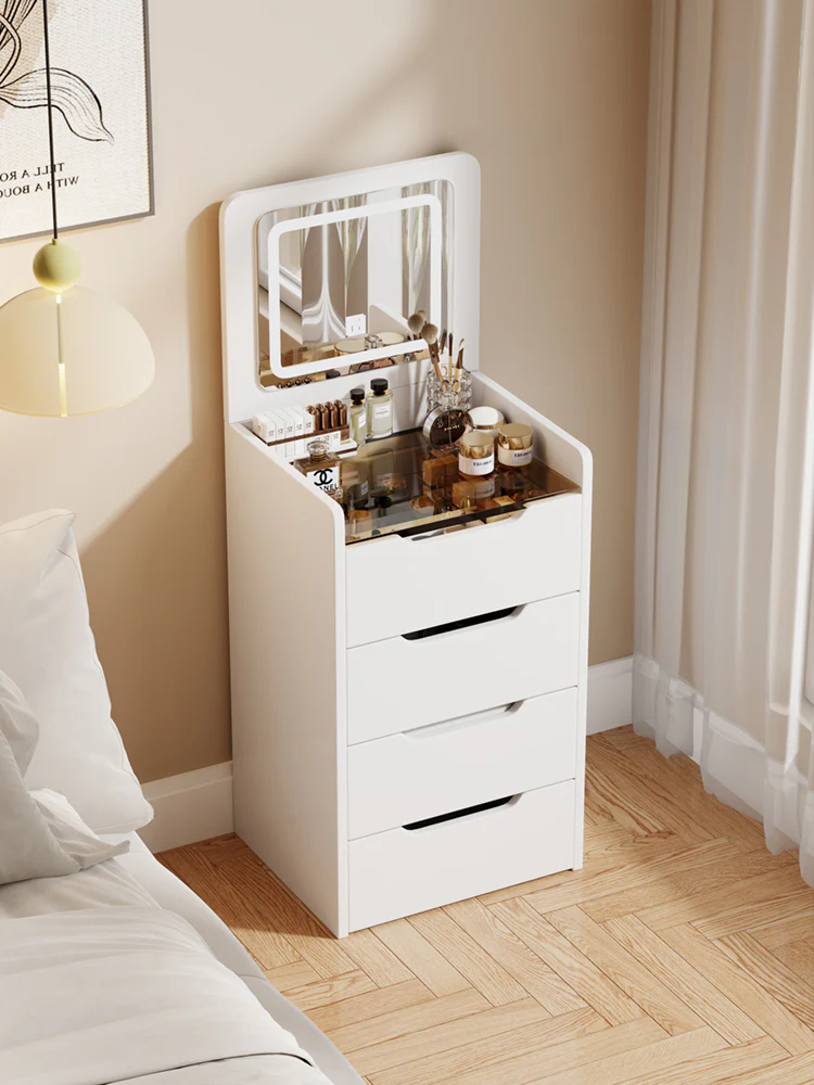 Walker Edison | White 3 in 1 Vanity Desk Set with Flip Top Mirror & Storage