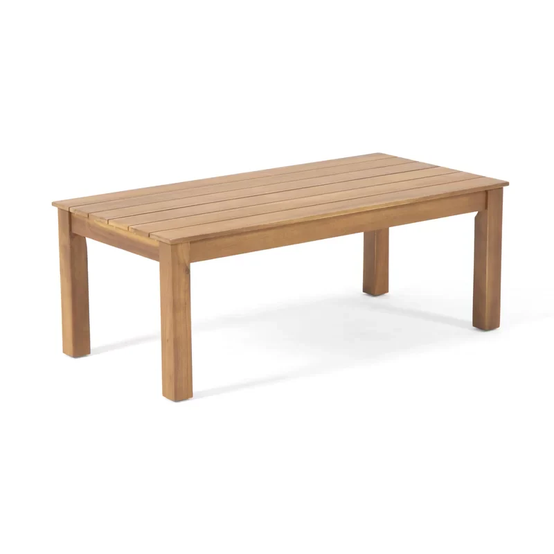 Walker Edison | Outdoor Acacia Wood 4-Seater Chat Set with Coffee Table