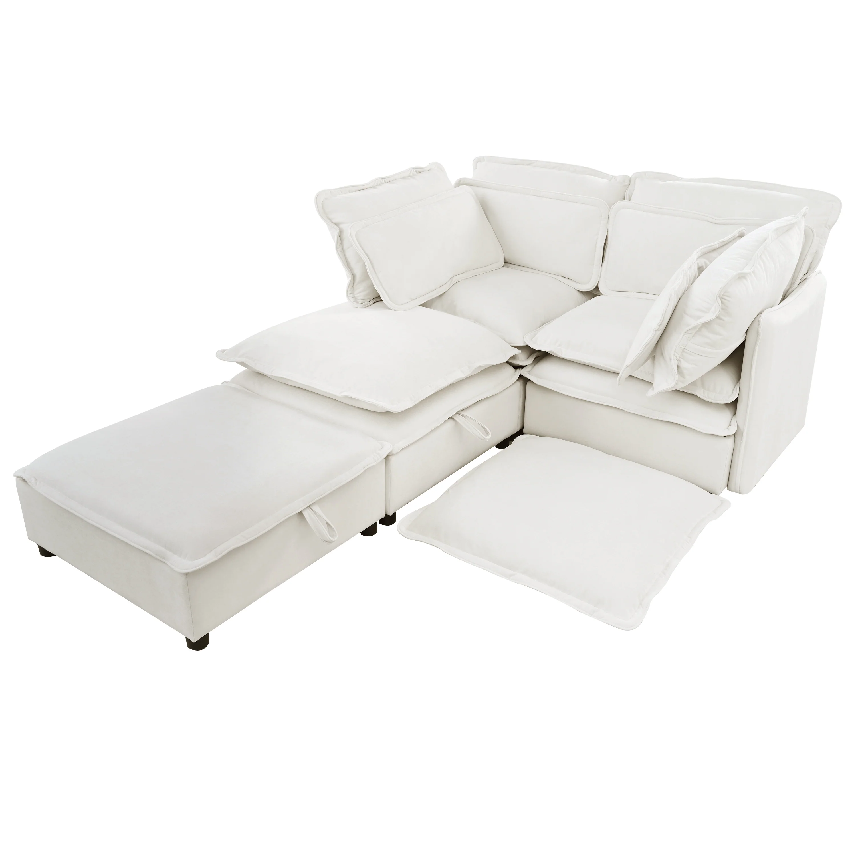 Walker Edison | Modular Double-Layer Cushion Modular Sofa with Storage
