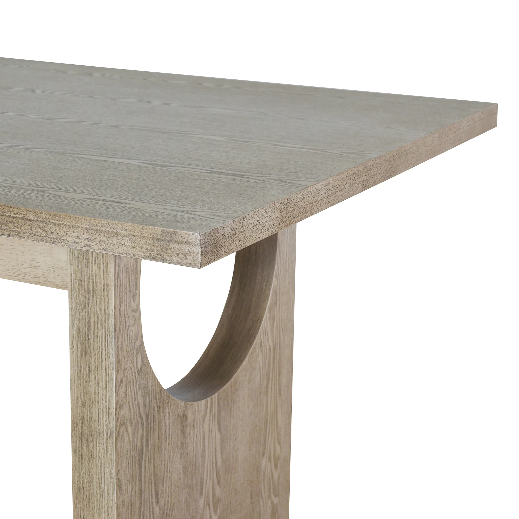 Walker Edison | Natural Wood Wash 7-Piece Retro Dining Set with 6 Upholstered Chairs