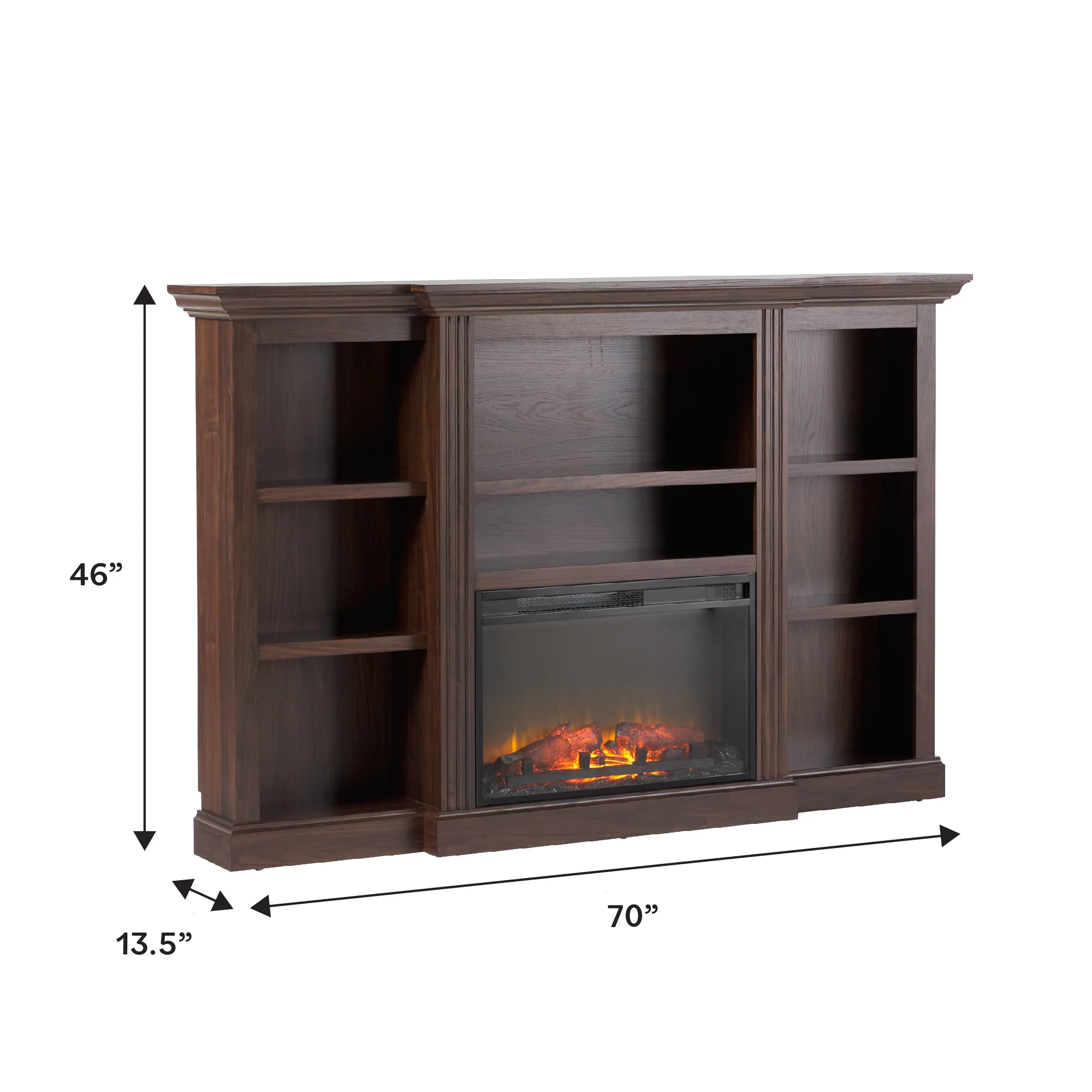 Cullen 70 Traditional Electric Fireplace with Mantel and Shelves
