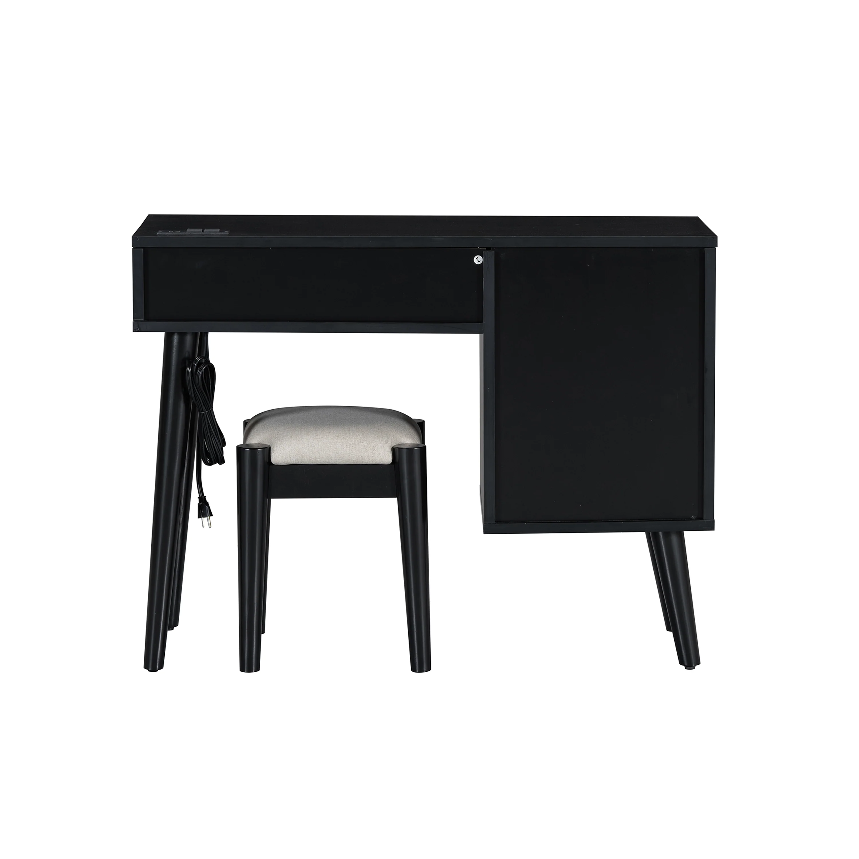 Walker Edison | Bohemian Style Wooden Makeup Vanity Set