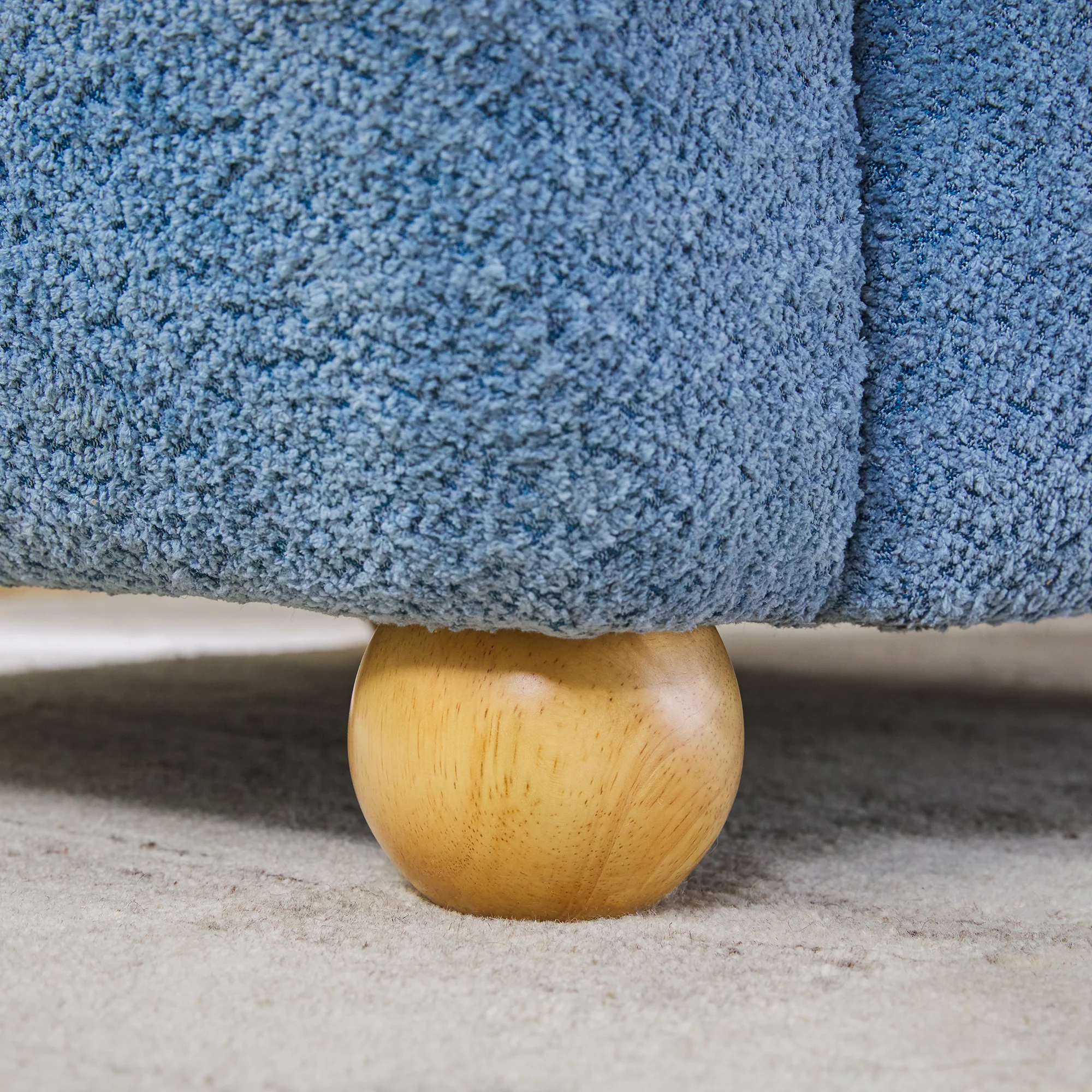 Linley Contemporary Bouclé Upholstered Accent Chair with Ottoman Set