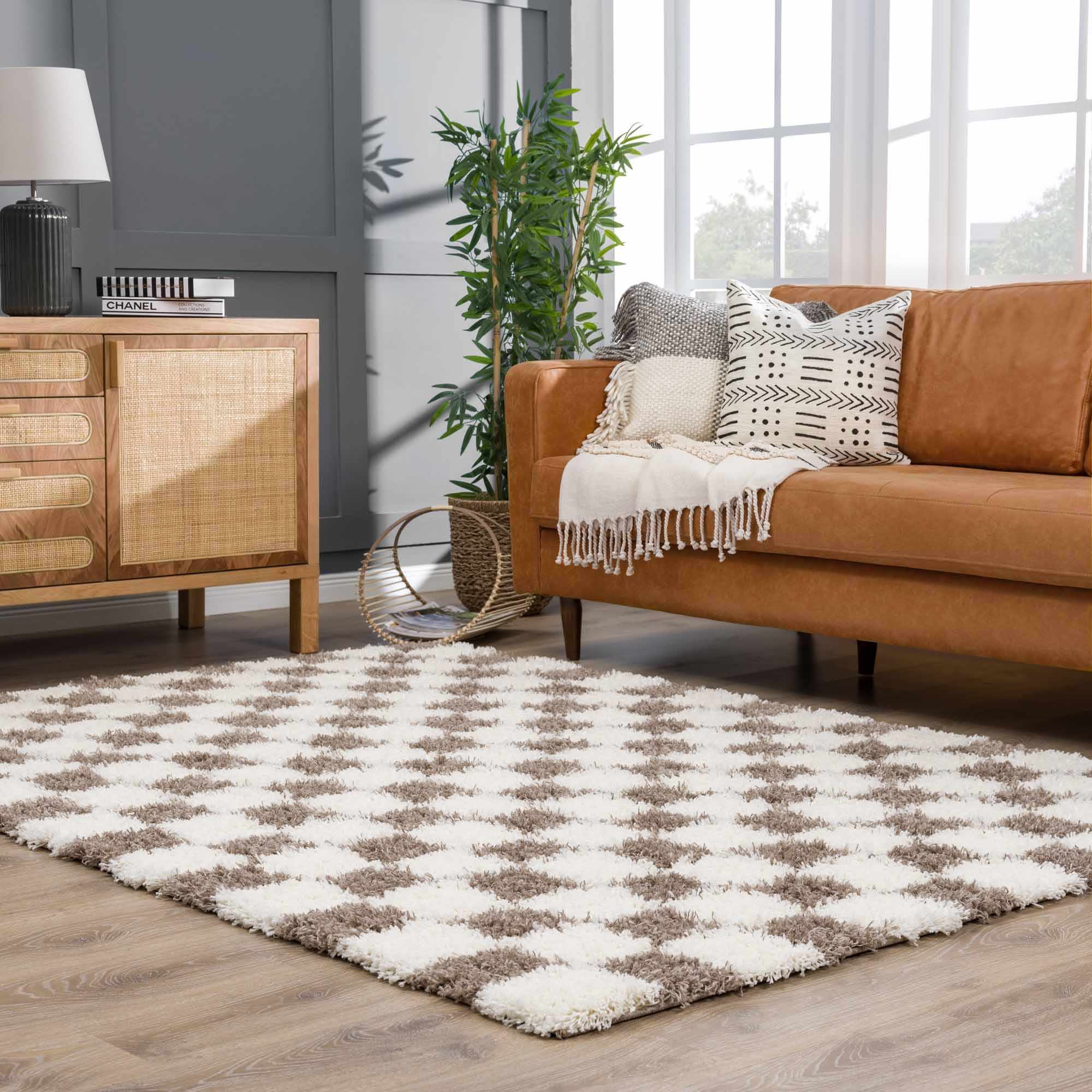 Boutique Rugs - Atira Brown Checkered Area Rug