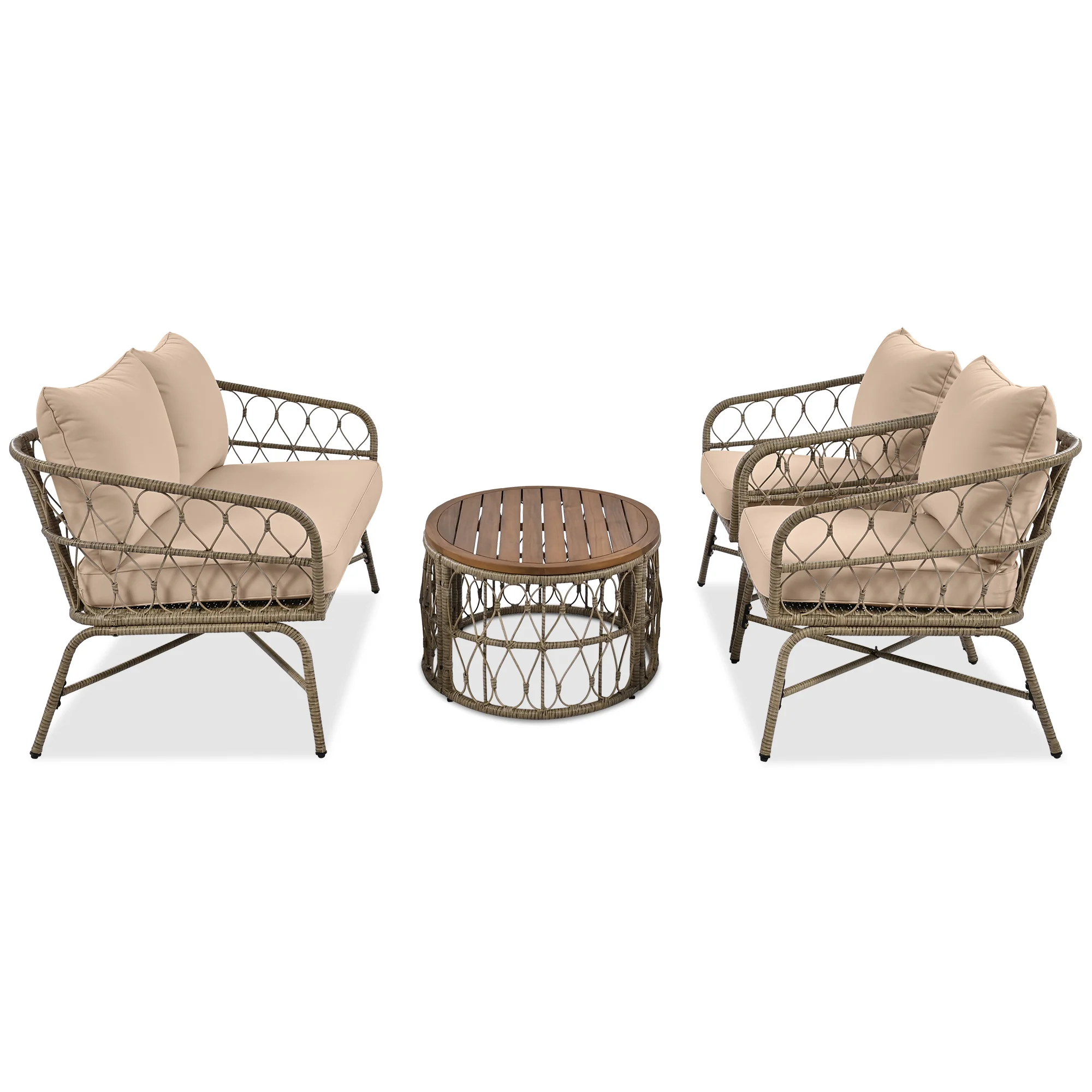 Walker Edison | Boho 4-Piece Outdoor Patio Sofa Set