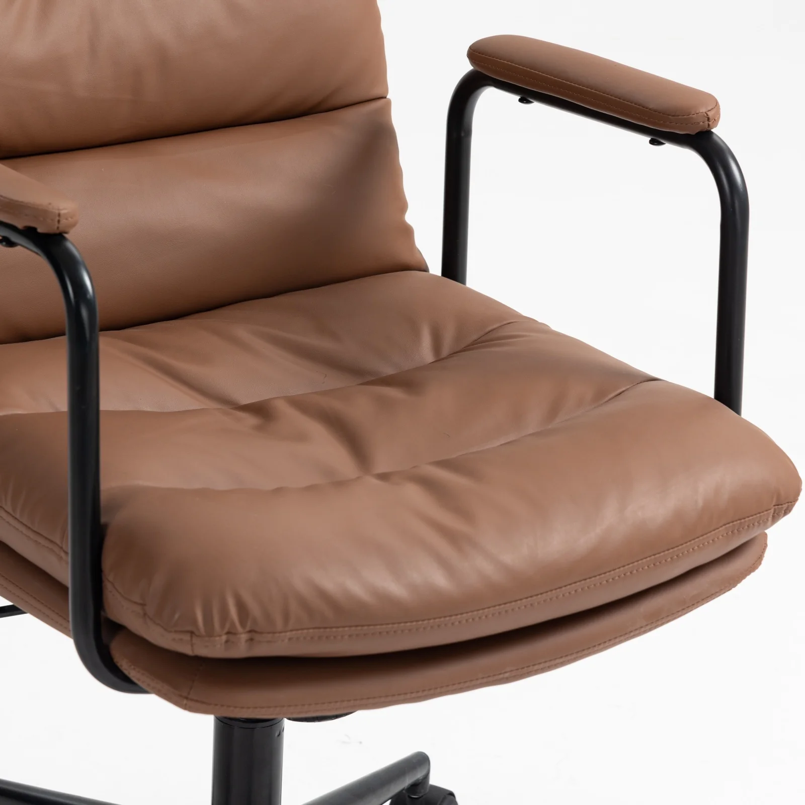 Walker Edison | Brown Ergonomic Faux Leather Desk Rolling Swivel Chair