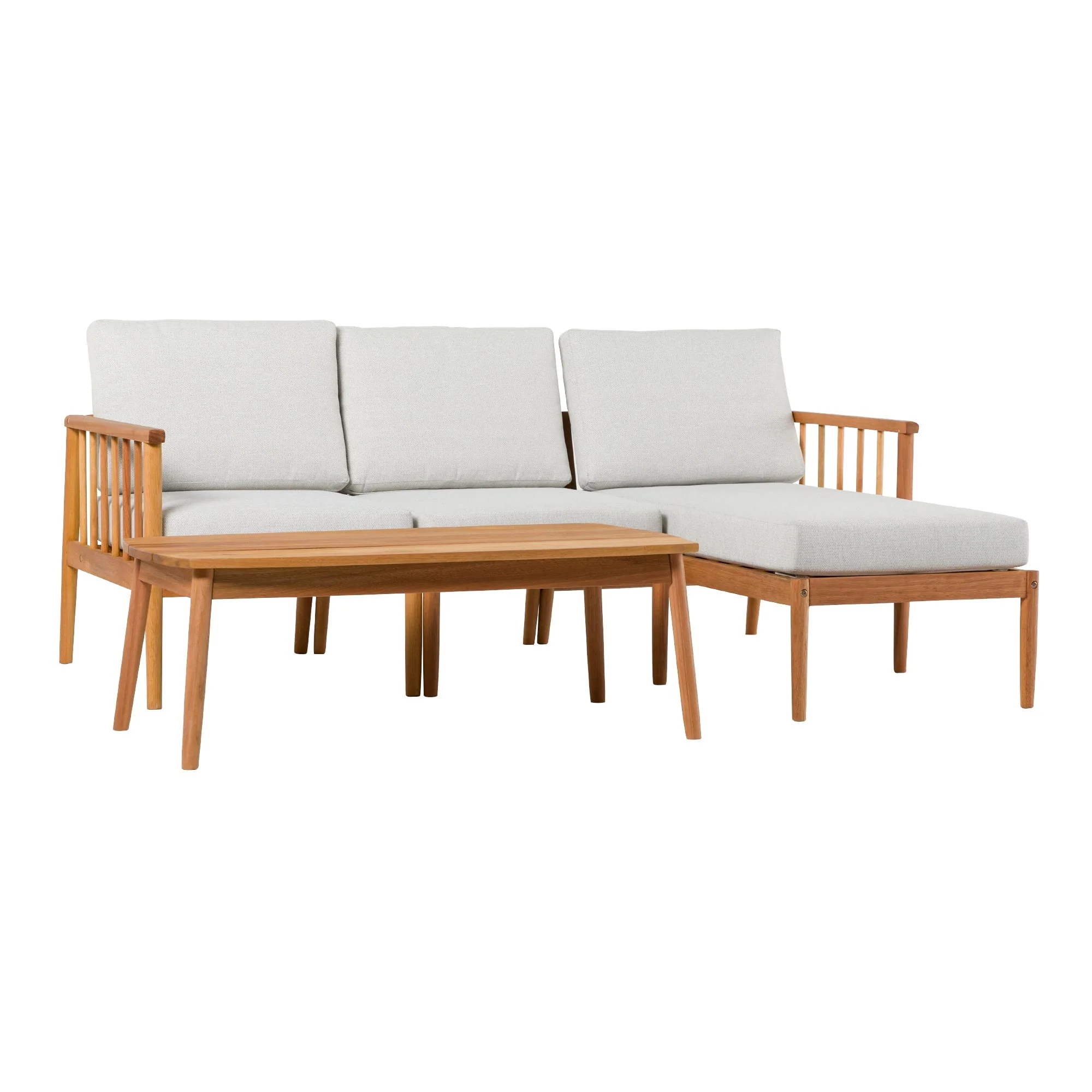 Circa Modern 4-Piece Spindle Solid Wood Outdoor L-Shaped Sectional Set