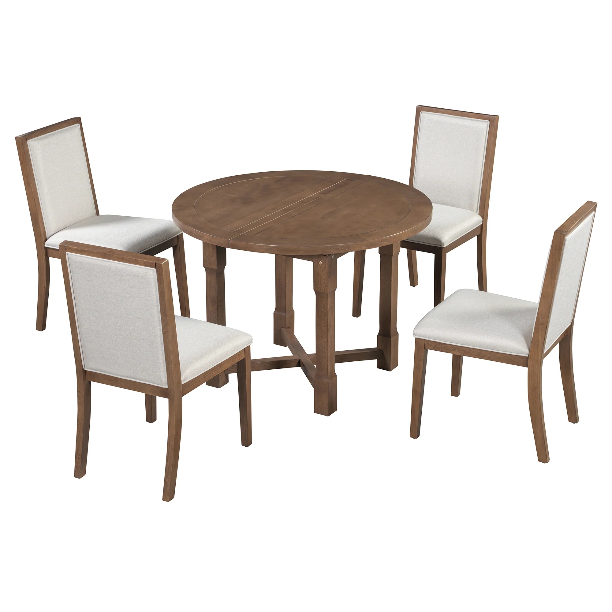 Walker Edison | Farmhouse Kitchen 5-Piece Extendable Dining Table Set for 4 with Upholstered Chair