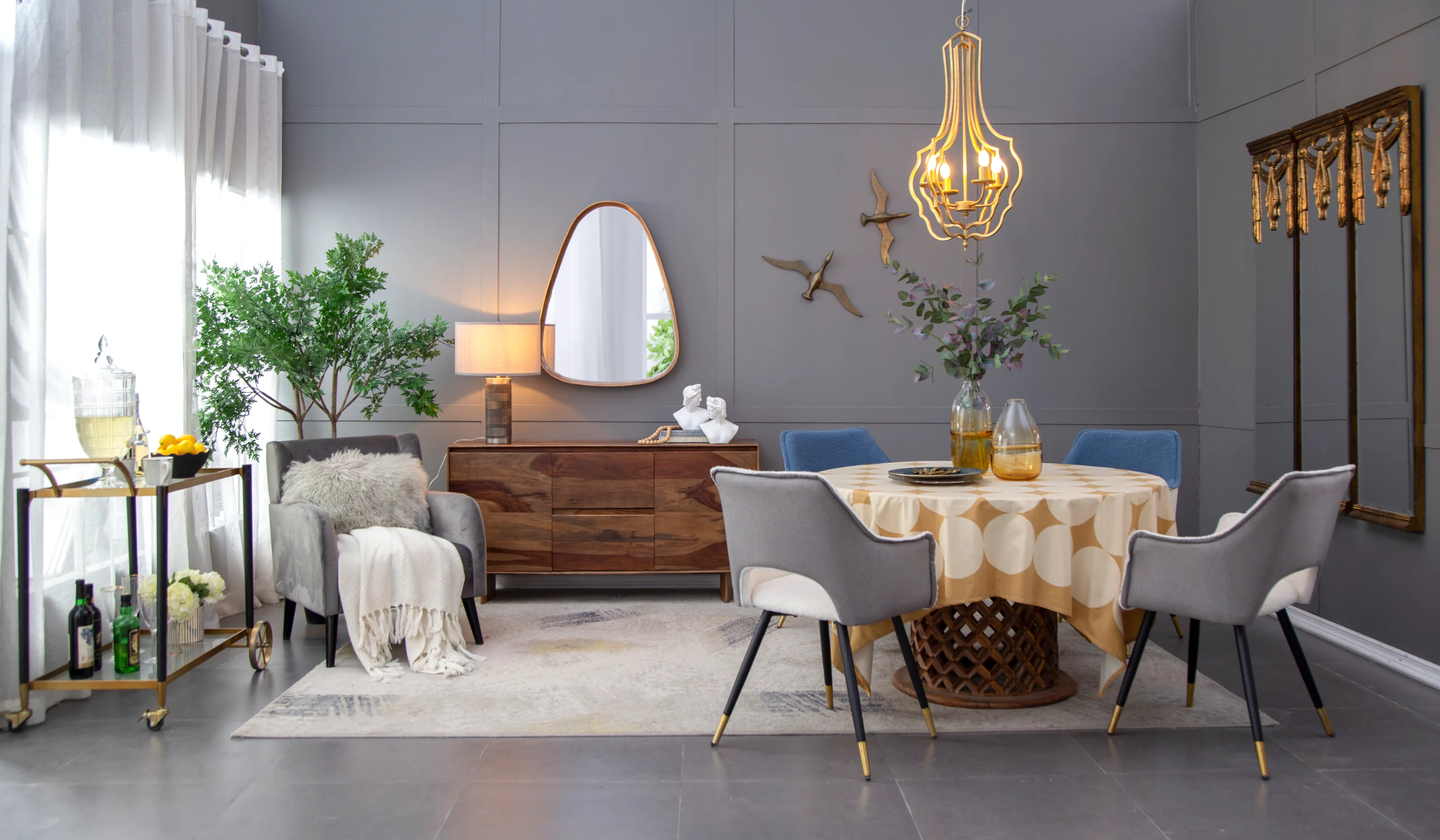 Walker Edison | Curve Design Wood Mirror