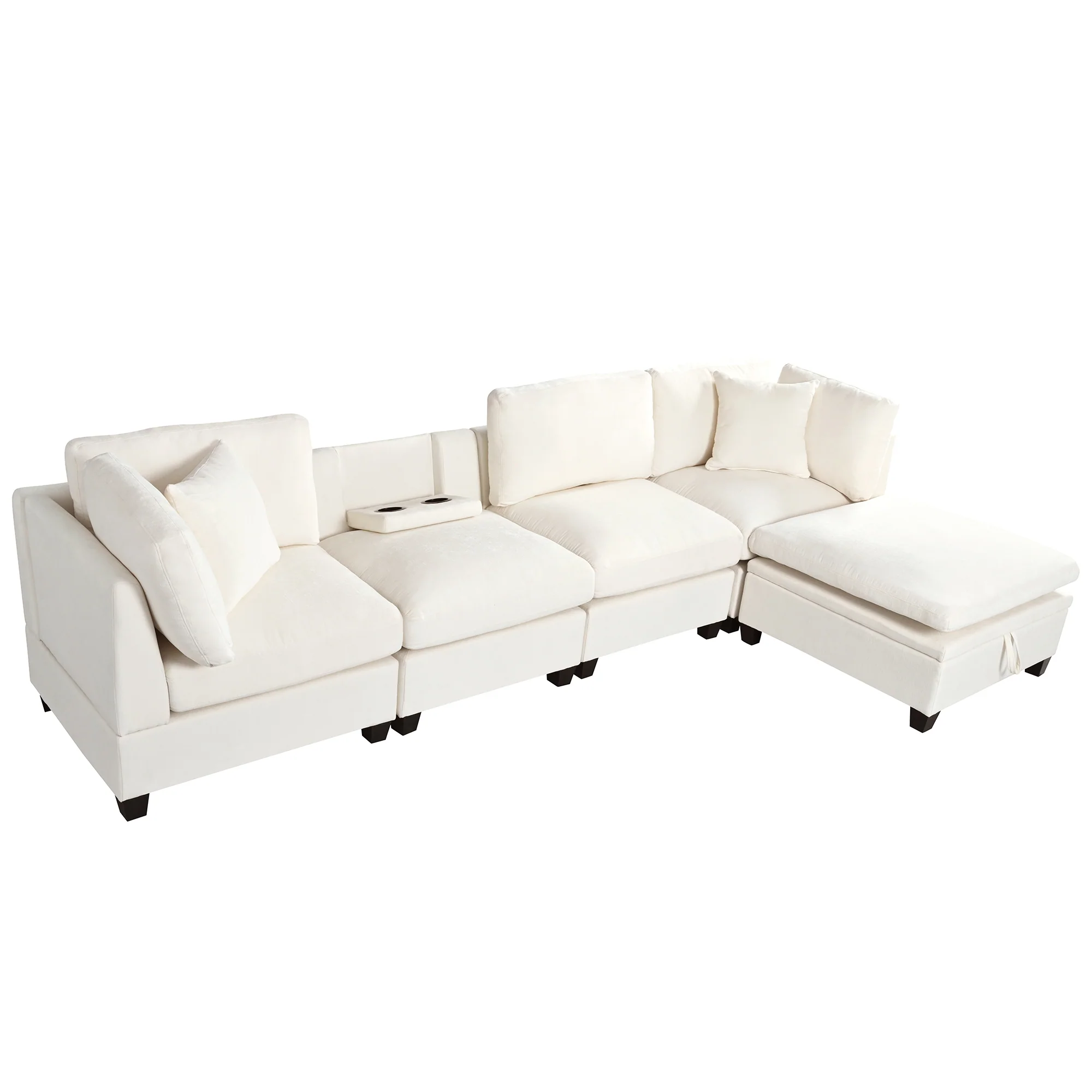 Walker Edison | Modular Sectional Sofa with Removable Storage Ottoman