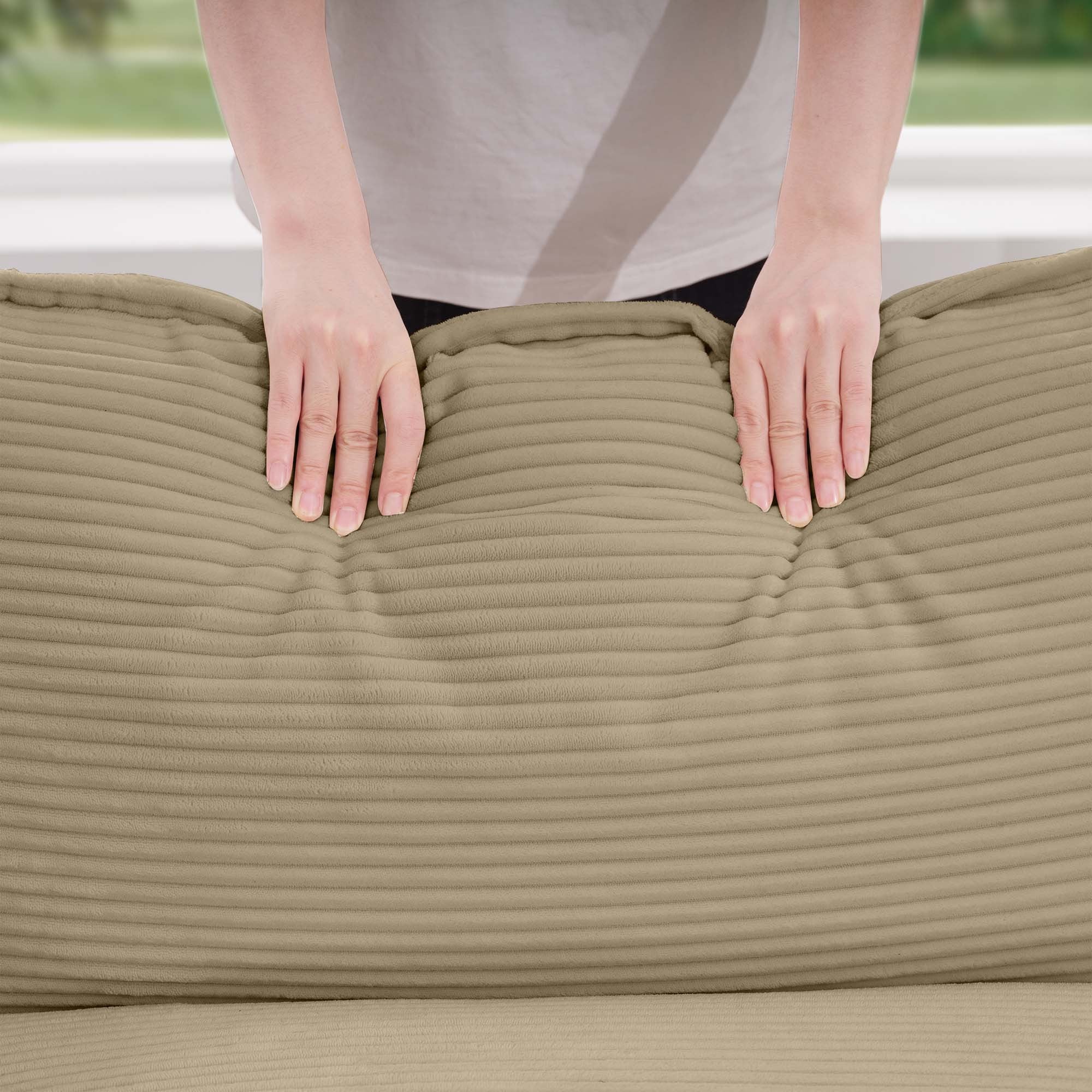 Walker Edison | Corduroy Deep Seat Sofa Chair with Ottoman