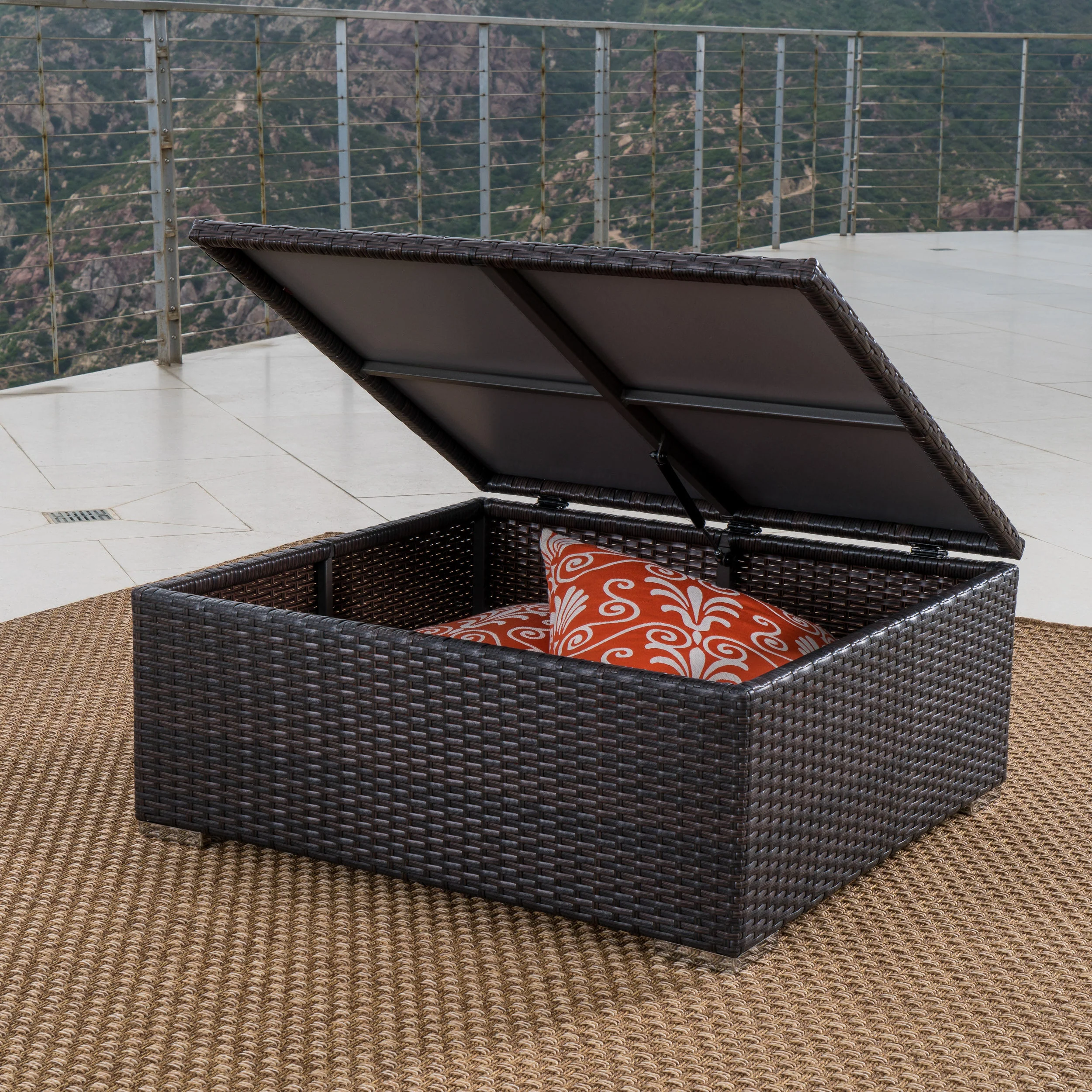 Walker Edison | Outdoor Wicker Storage Coffee Table