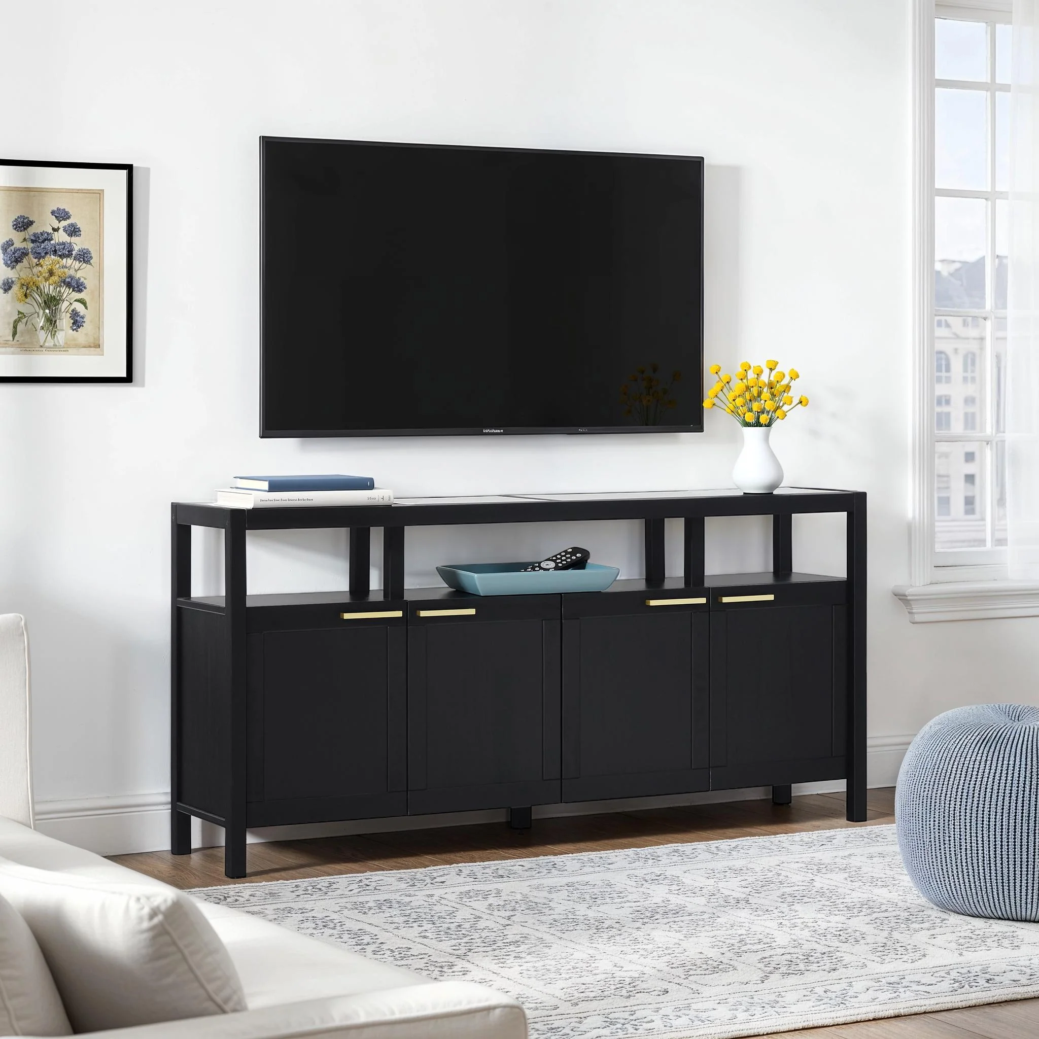 Isla Modern TV Stand with Glass Top
