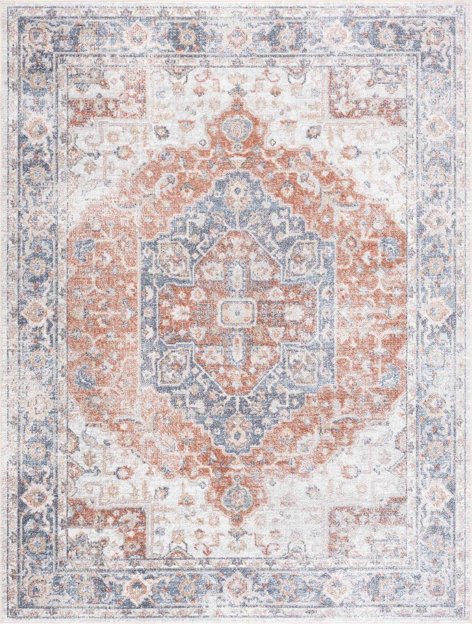 Boutique Rugs - Akram Gray & Orange Washable Area Rug