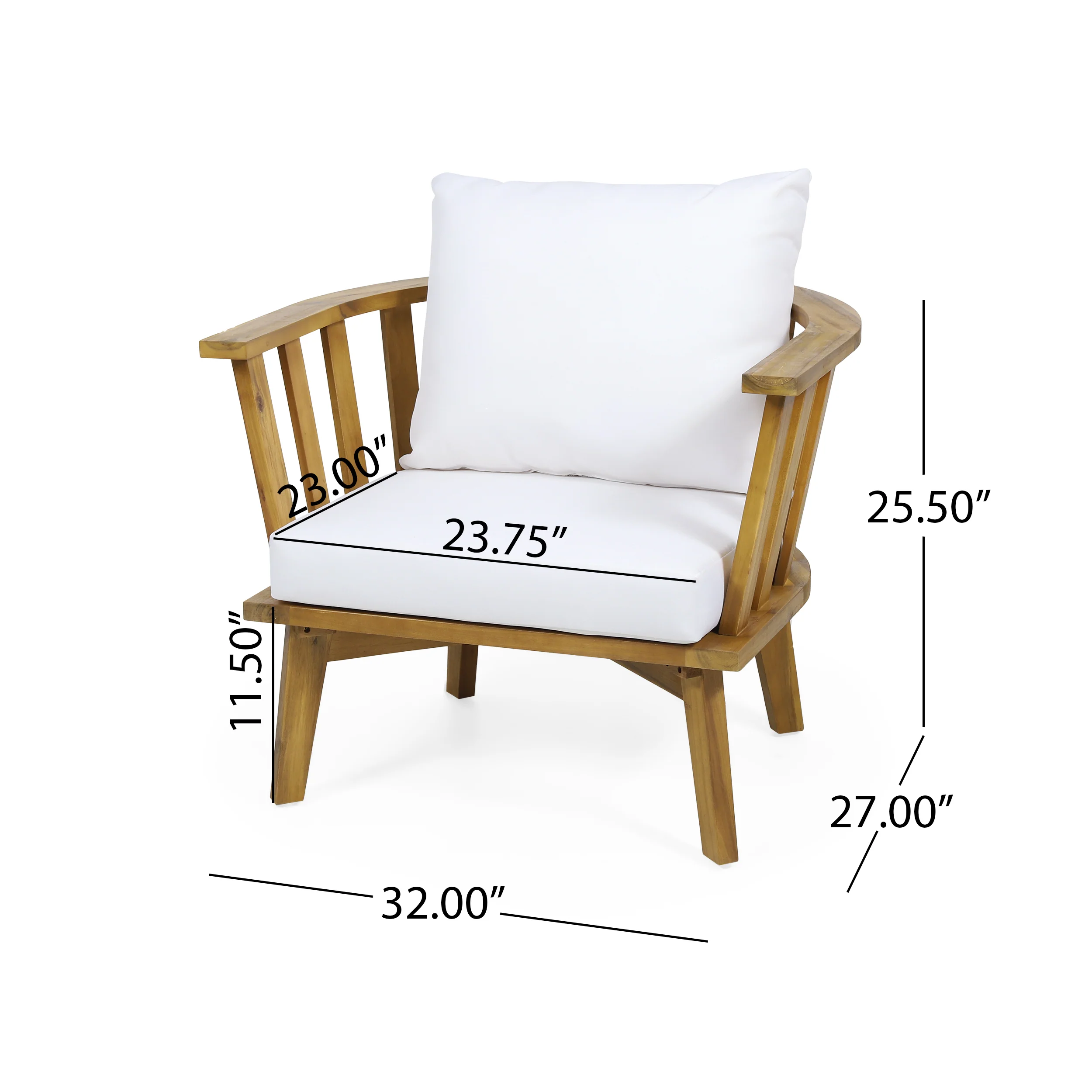 Walker Edison | Teak Acacia Wood Outdoor Patio Club Chair Set of 2