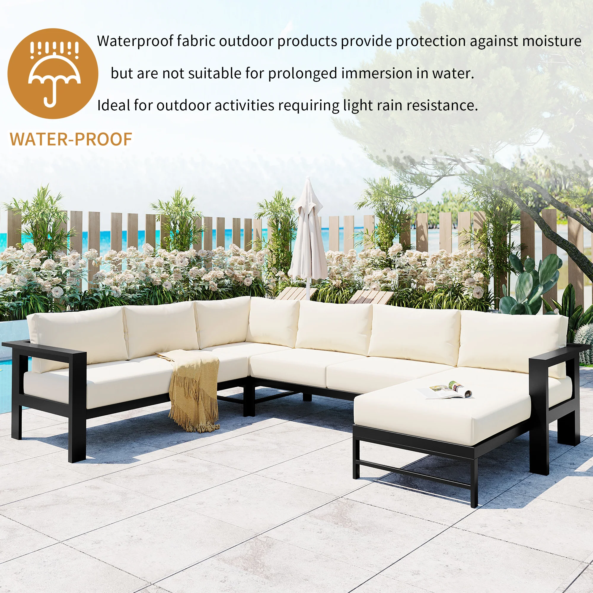 Walker Edison | Outdoor U-Shaped Sectional Sofa Set