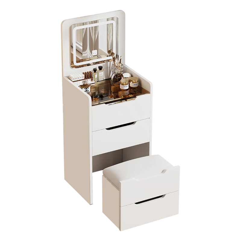 Walker Edison | White 3 in 1 Vanity Desk Set with Flip Top Mirror & Storage
