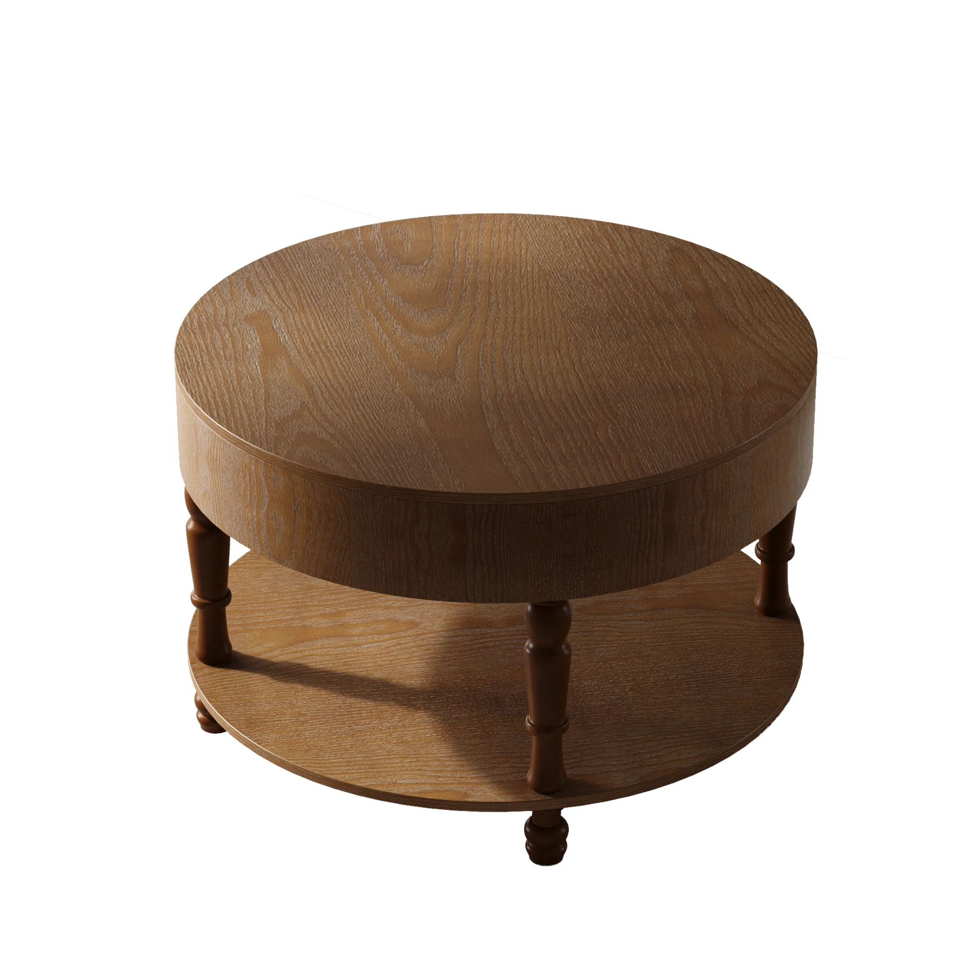 Walker Edison | Elevated Traditional 31.5' Round Coffee Table with Dual Storage