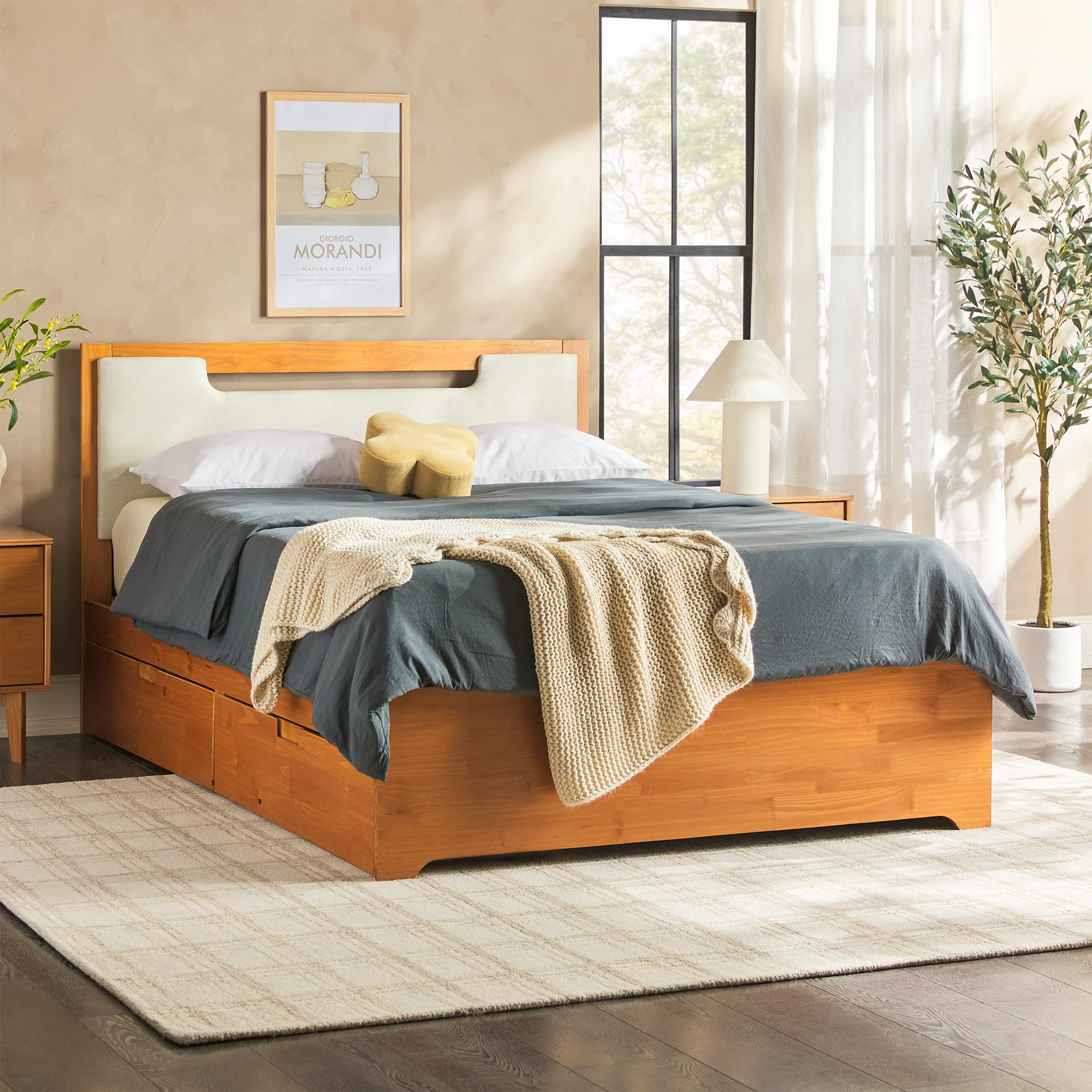 Sloane Mid-Century Modern Solid Wood Storage Bed