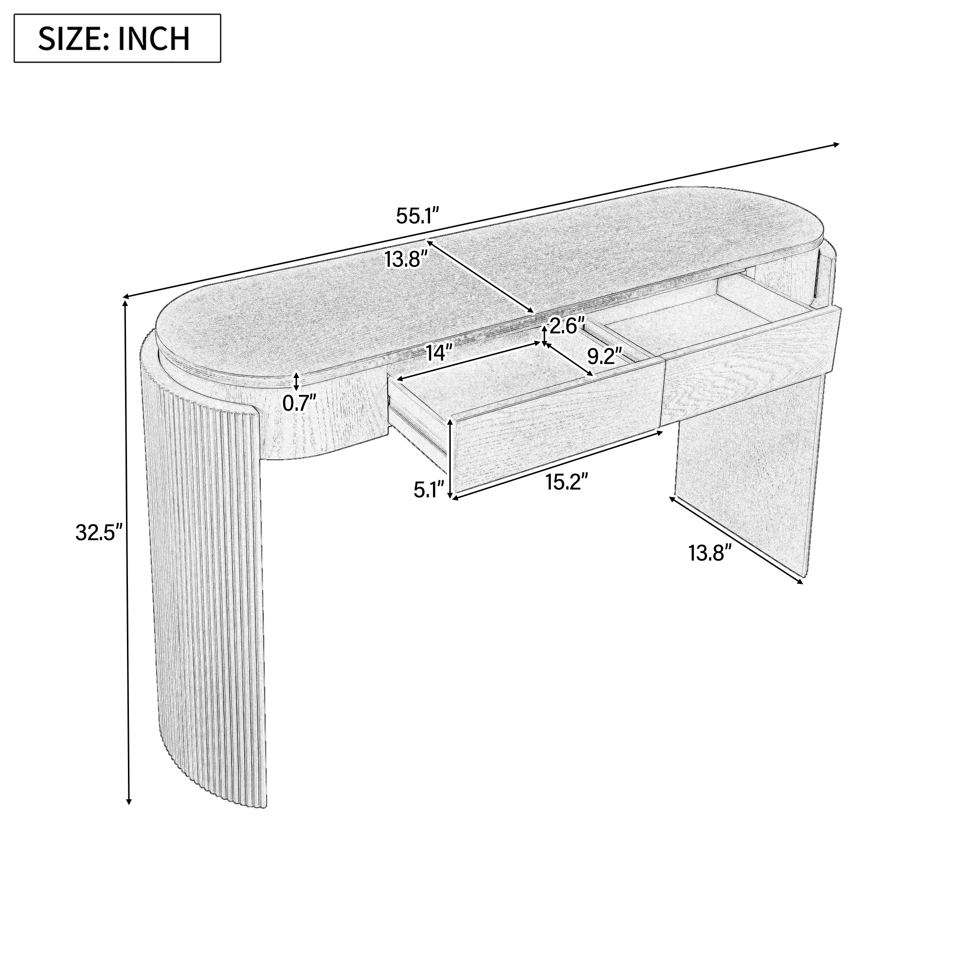 Walker Edison | Fluted Design Entryway Console Table and 2 Drawers