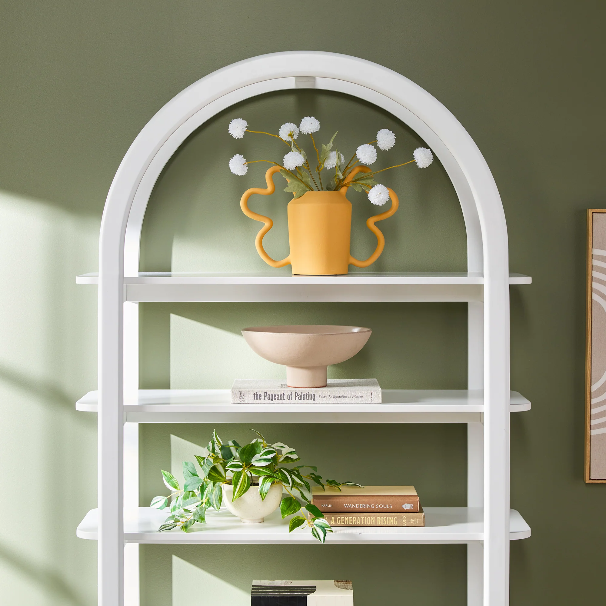 Zoey Modern Arched Wood Cabinet Storage Bookcase