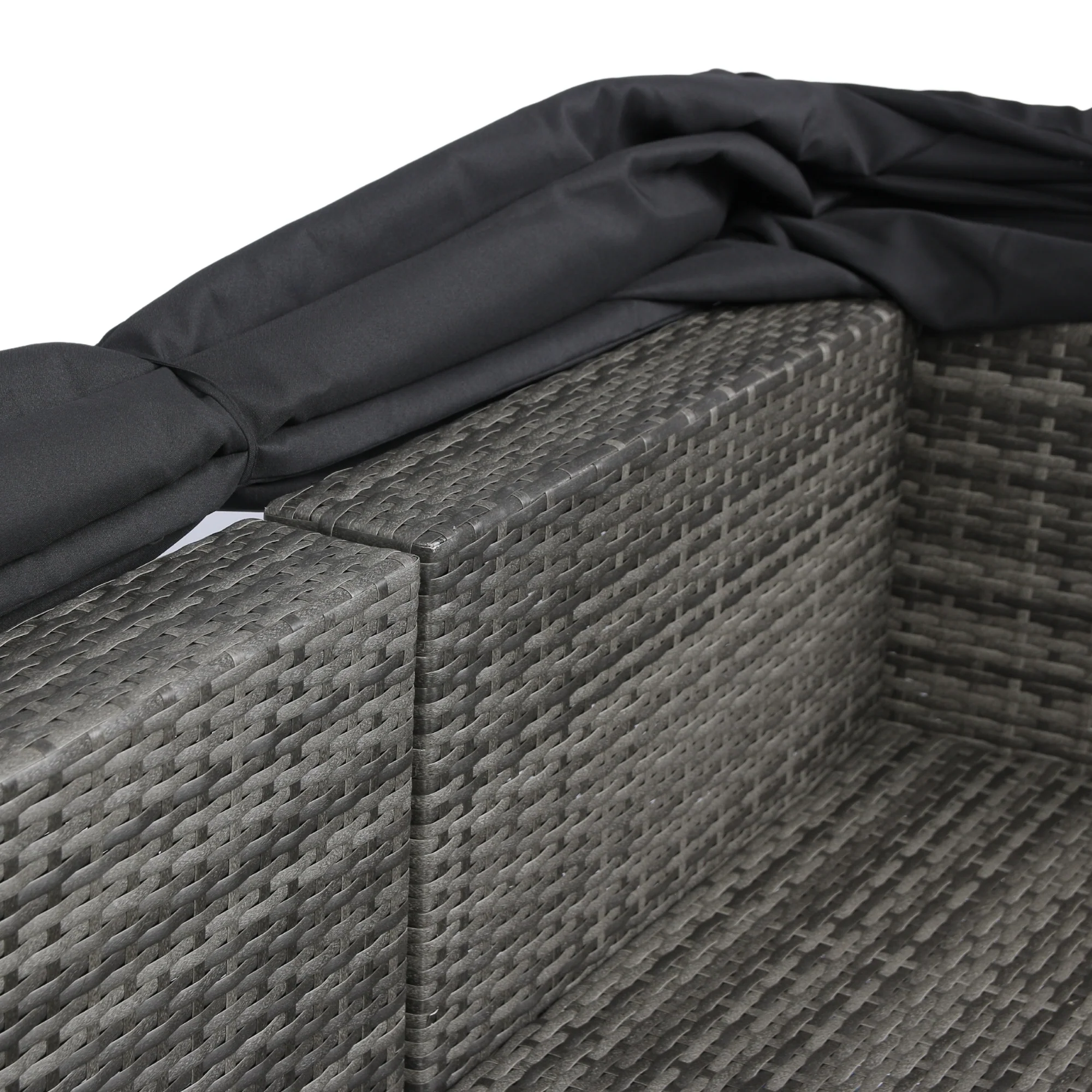 Walker Edison | 7-Piece Outdoor Patio Canopy Wicker Rattan Sectional Sofa Set