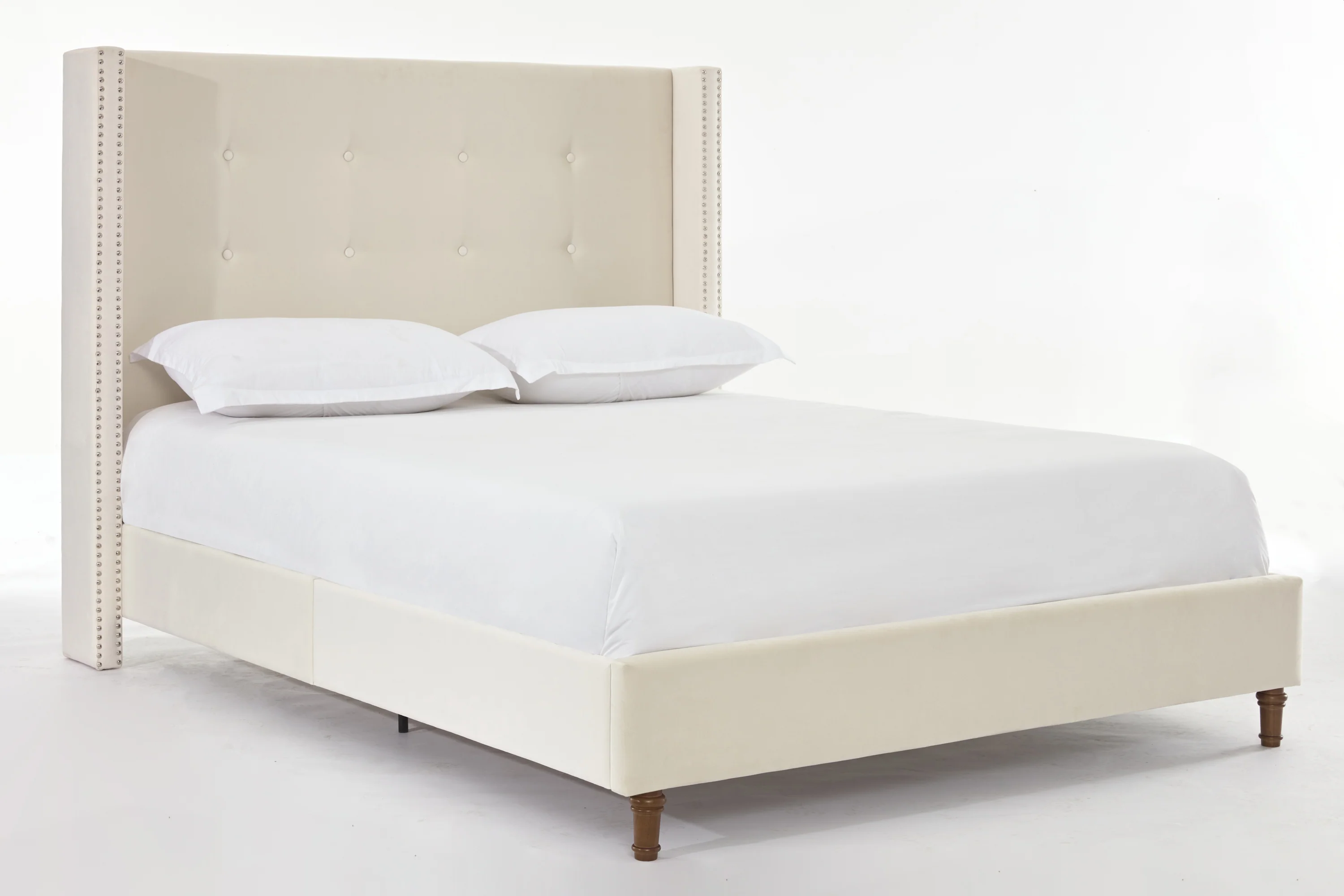 Walker Edison | Traditional Peyton Upholstered 54 High Headboard King Bed