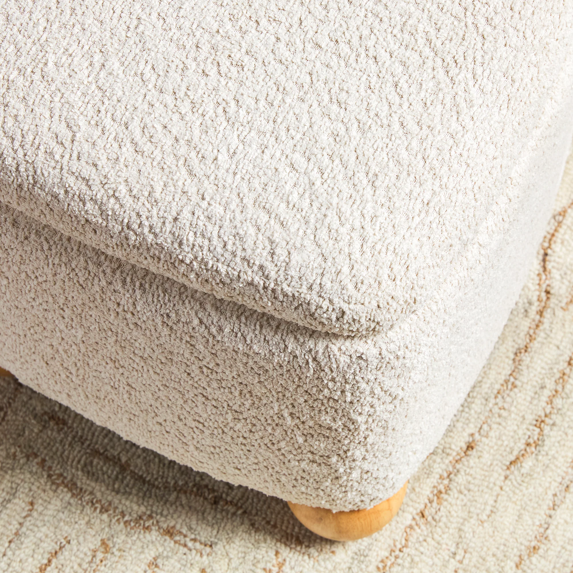 Linley Contemporary Boucle Easy Assembly Upholstered Small Storage Ottoman