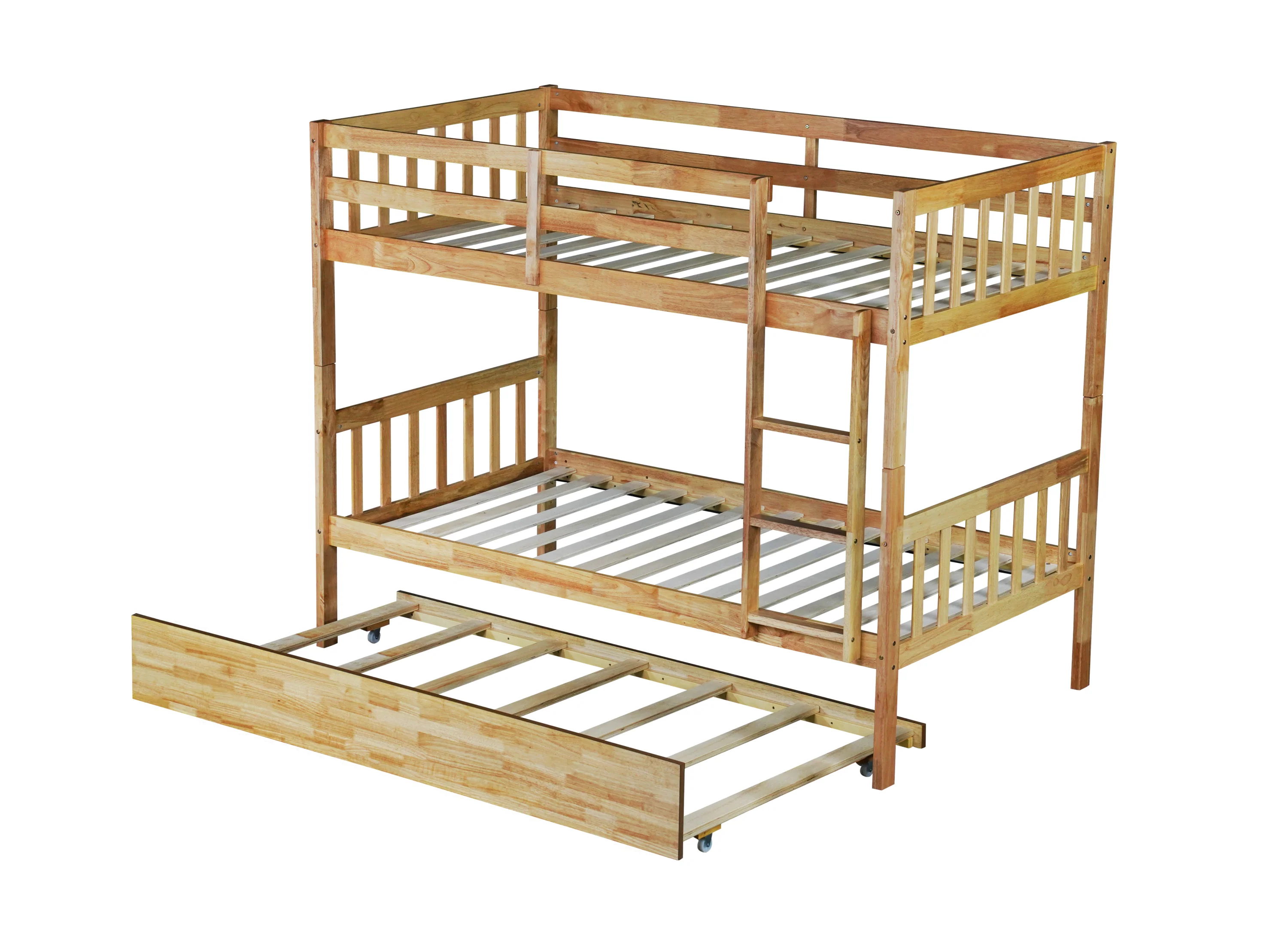 Walker Edison | Convertible Twin Over Twin Bunk Bed with Trundle with Ladder Sleeps 3