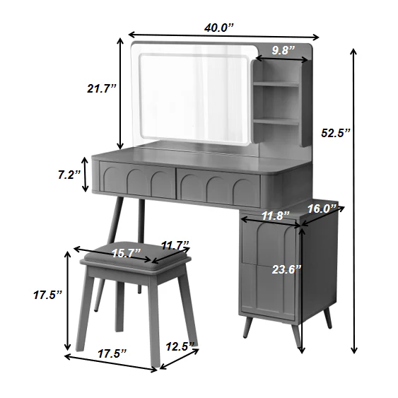 Walker Edison | Modern Makeup Vanity Desk with LED Lights & Mirror