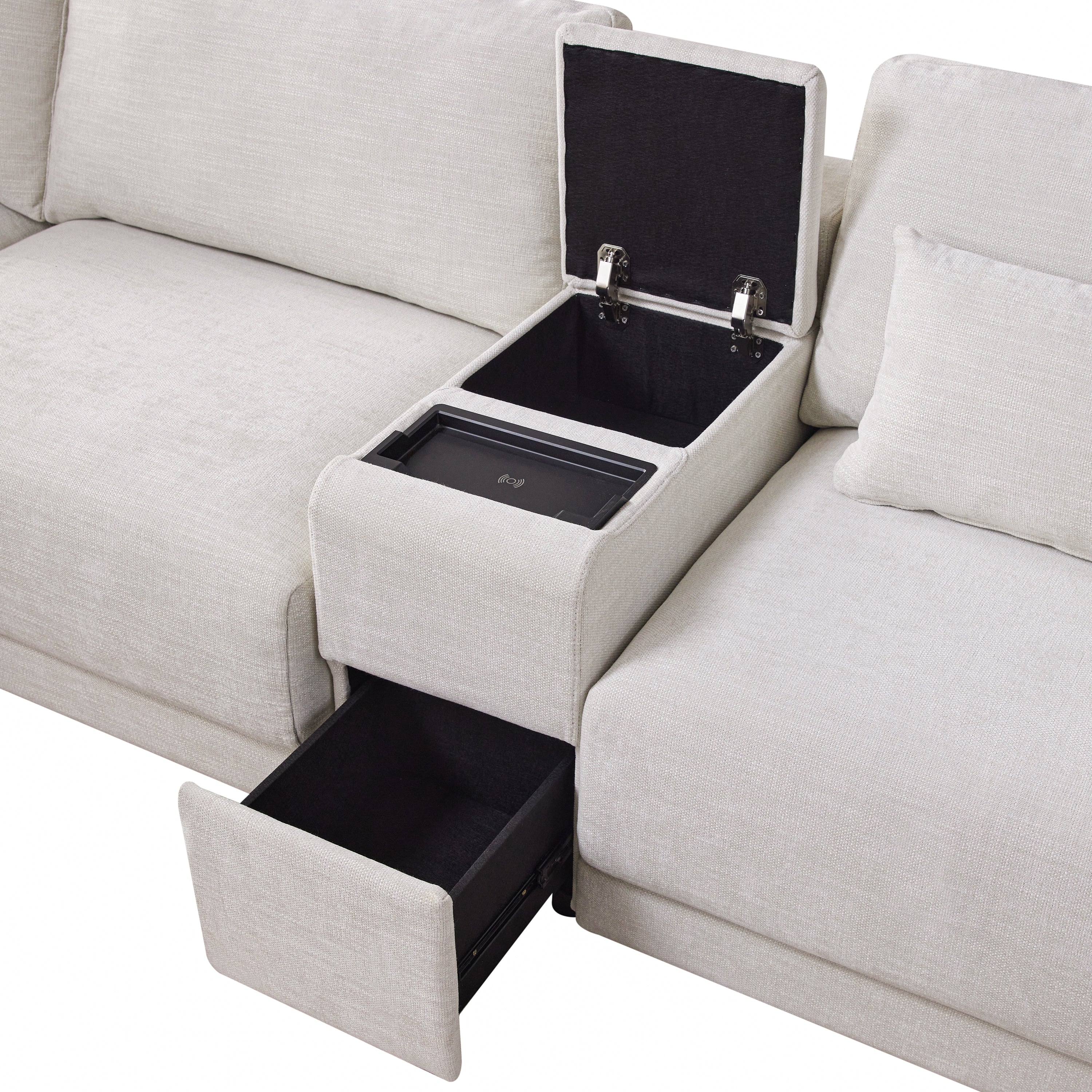 Walker Edison | Chenille Sectional Sofa with Storage Console