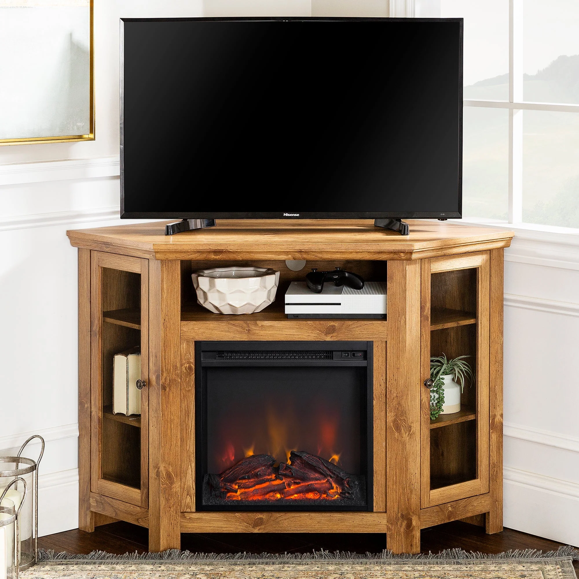 Barn 48 Wood Corner Fireplace TV Stand